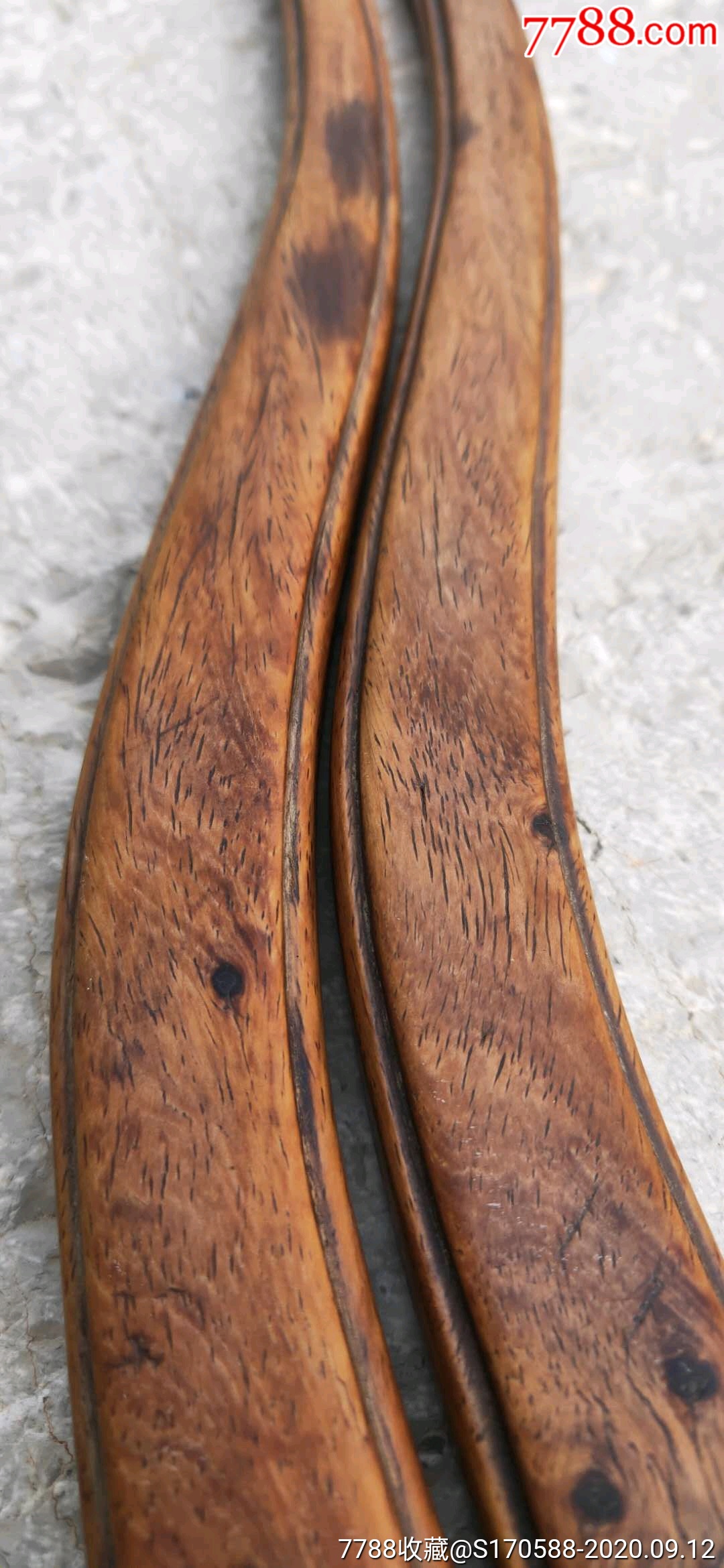 明代做工黄花梨木起双线!家具部件,镰把棍一对,尺寸如图,包老,包海黄