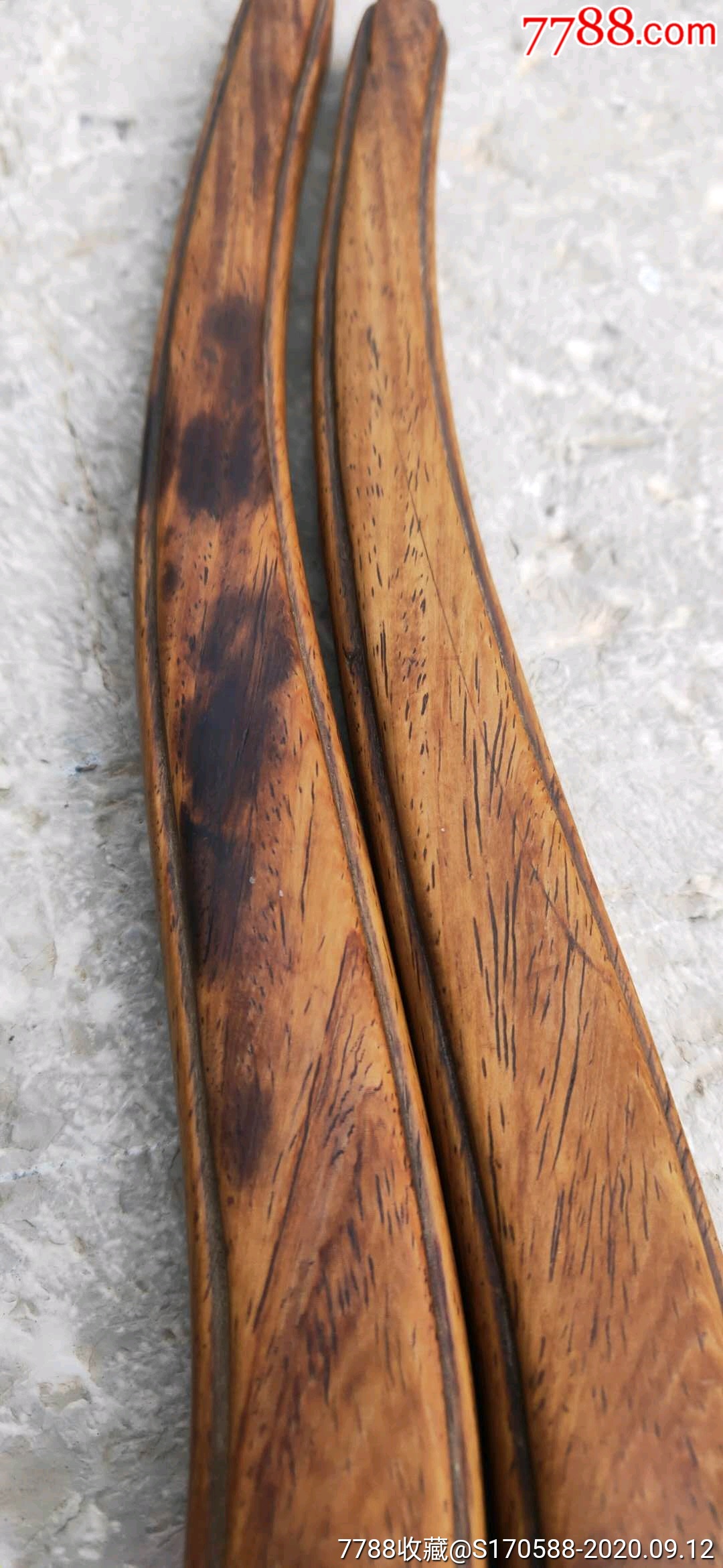 明代做工黄花梨木起双线!家具部件,镰把棍一对,尺寸如图,包老,包海黄