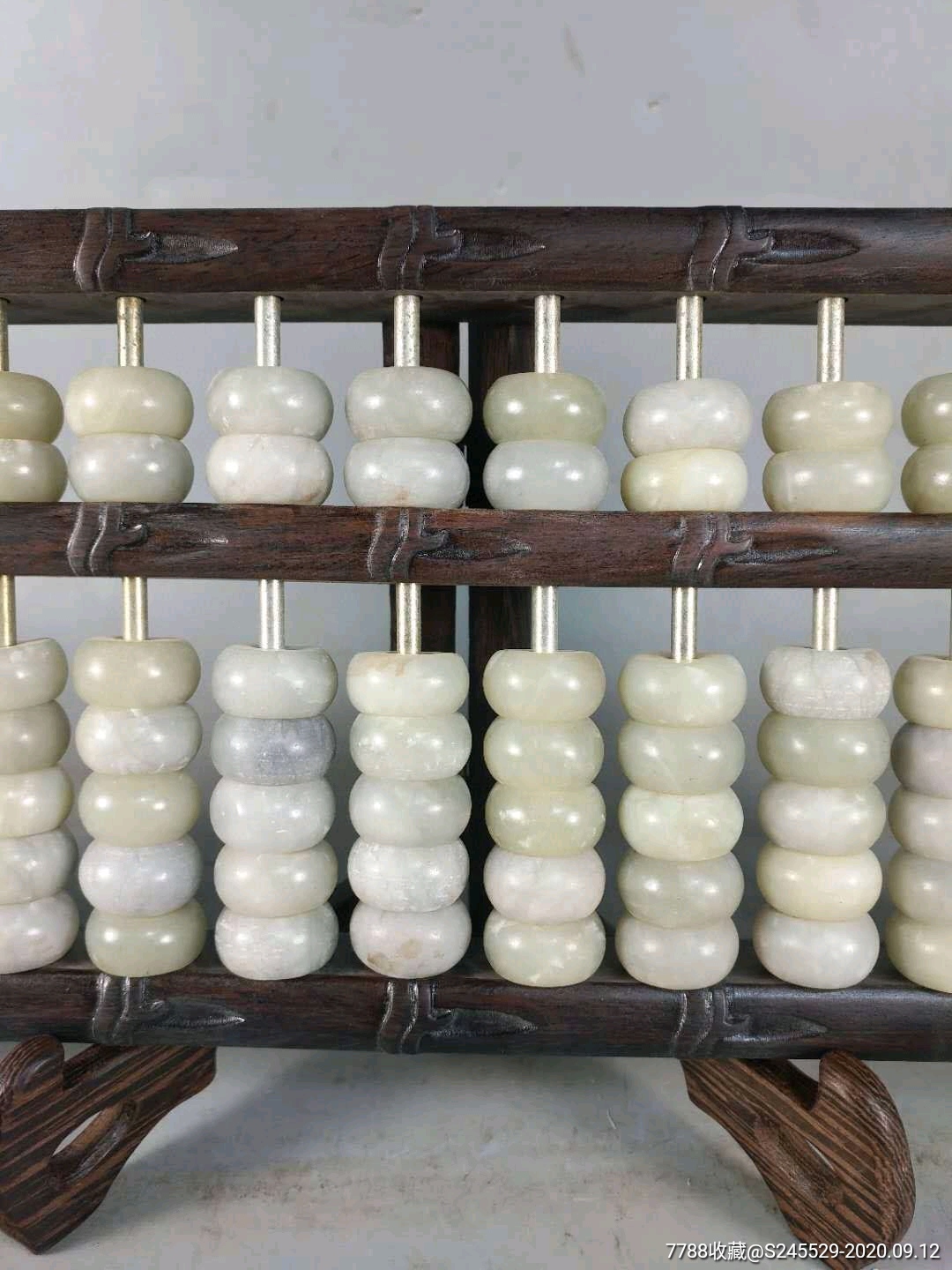 檀木玉石珠竹节算盘