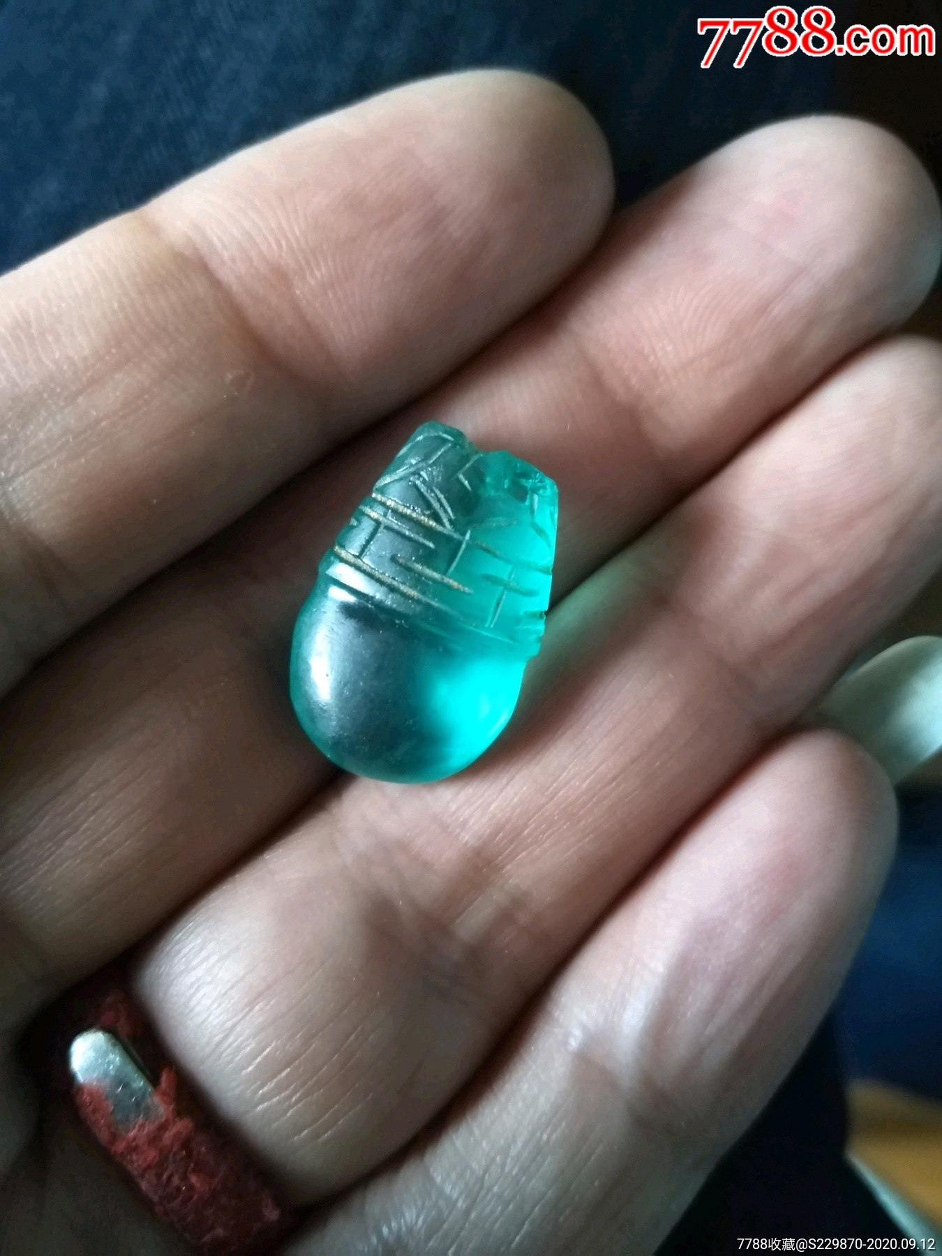 清代朝珠吊坠海蓝宝石