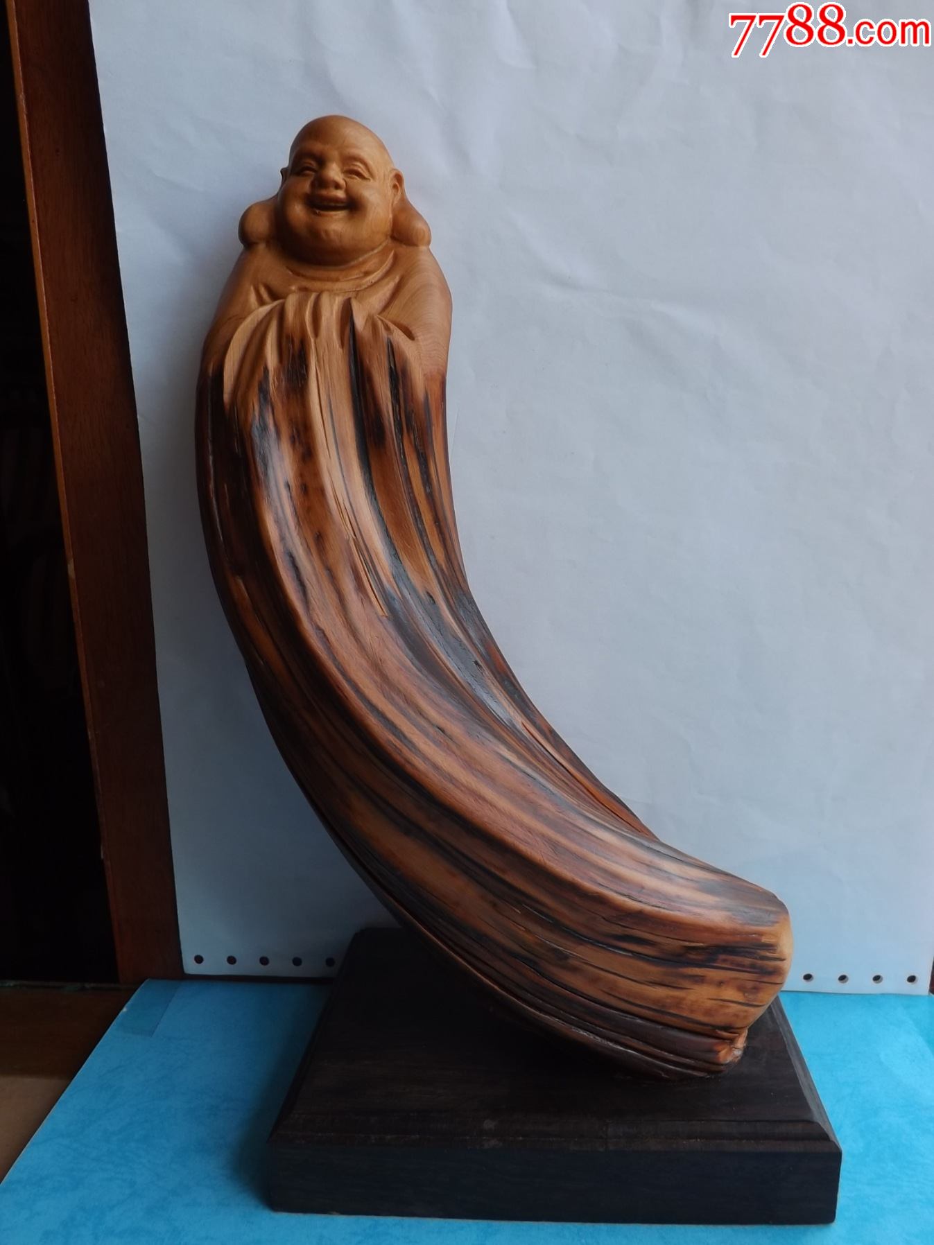 崖柏雕弥勒佛-价格:320.0000元-1-其他根雕/木雕 -零售-7788木艺
