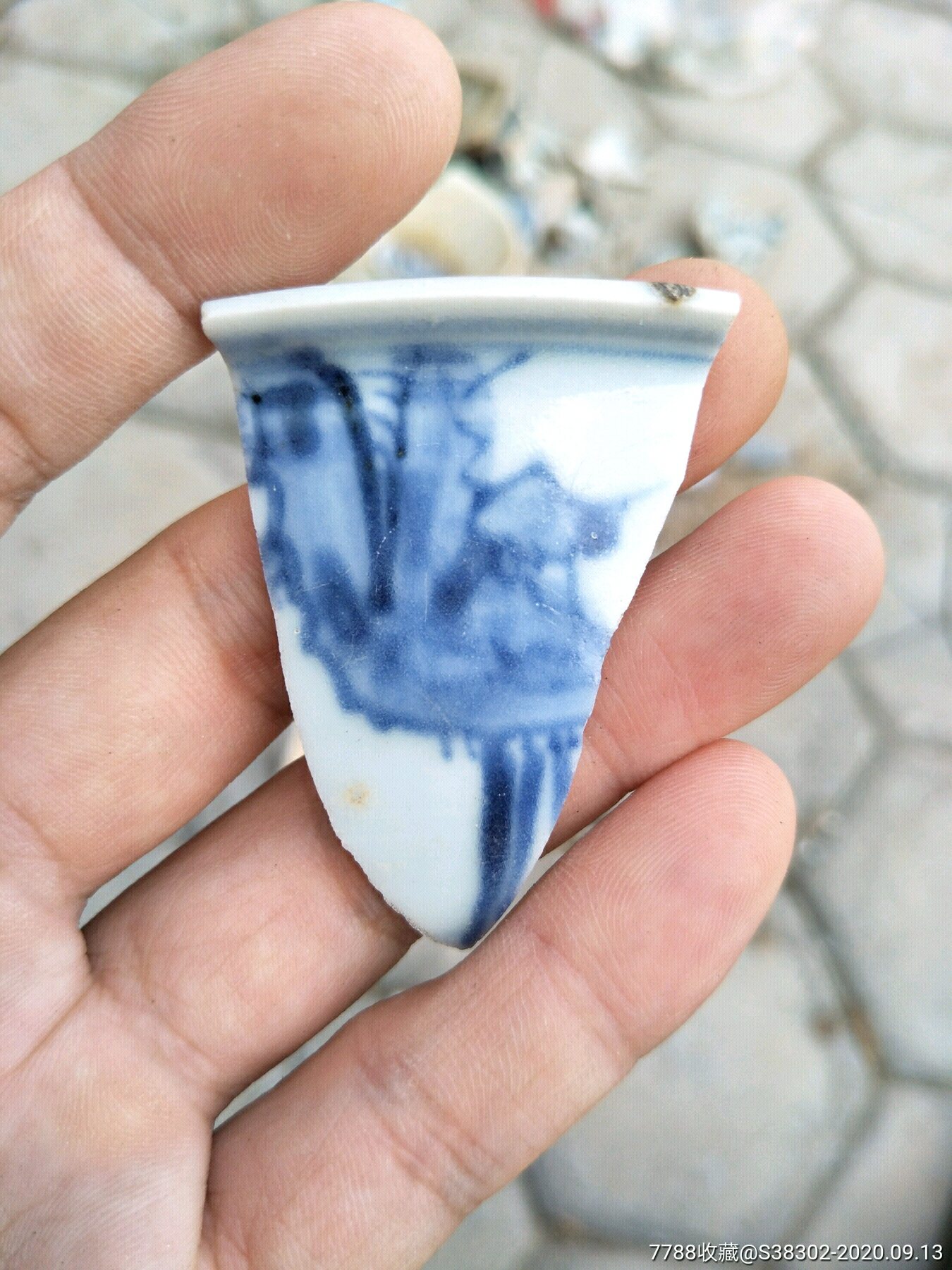 明清青花古瓷片一枚临清运河古玩店万枚瓷片标本馆