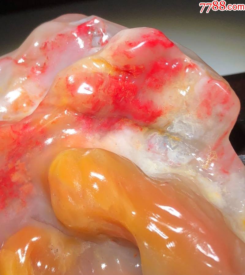 巴林鸡血石黄白玉冻毛料203g(全软老货,手工好刻,稀缺品种!