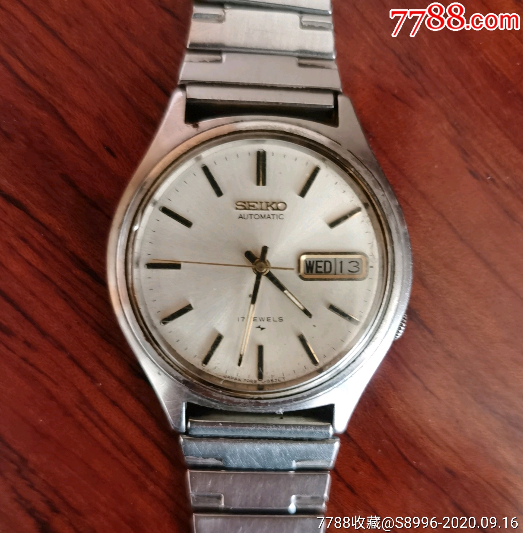 日本原装早期seiko精工牌17钻机械自动款双日历手表