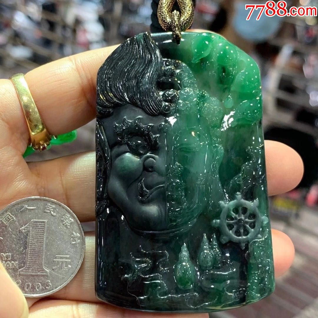200911翡翠吊坠挂件一念之间佛魔雕工精湛785013