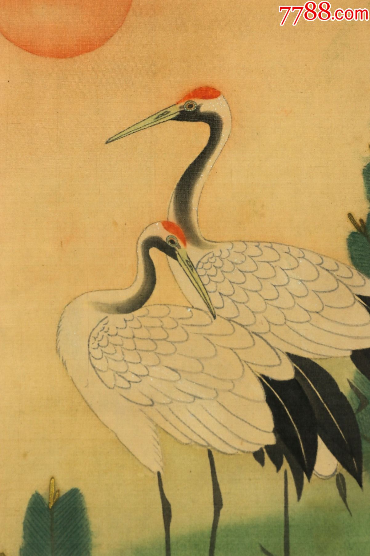 日本回流原装旧裱林崖水墨画作品松鹤图一幅hxtx174655