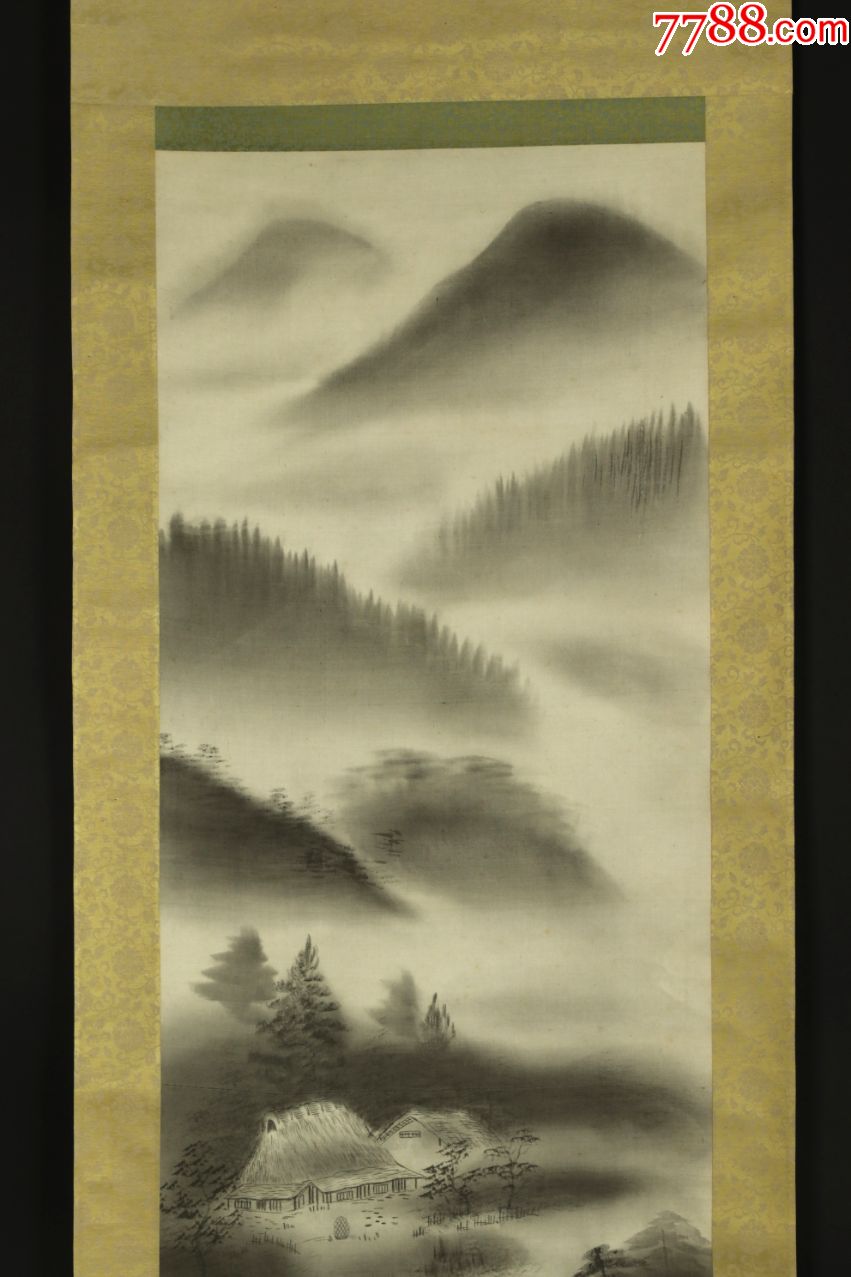 【日本回流】原装旧裱白树水墨画作品一幅hxtx174661