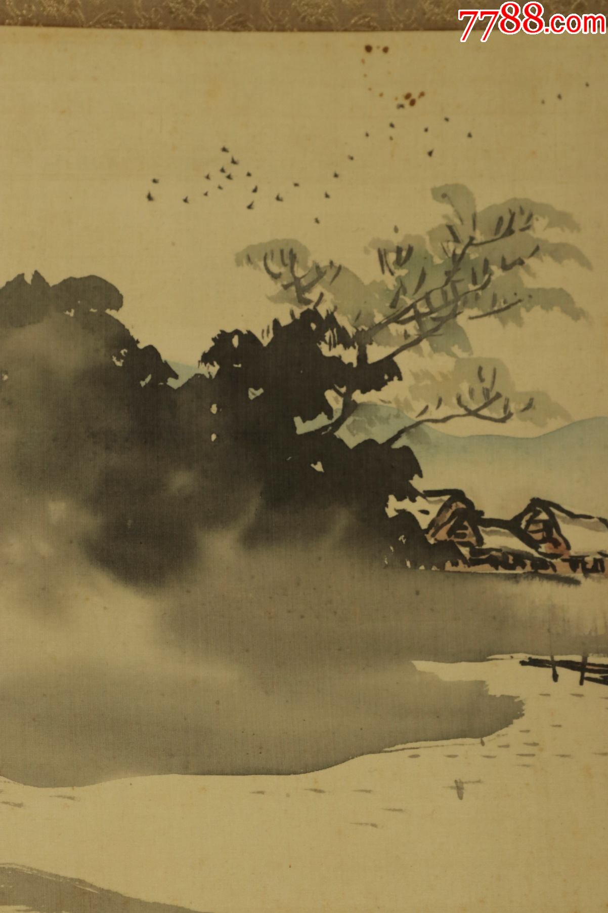 日本回流原装旧裱铃木赤城水墨画秋景山水作品一幅hxtx174829