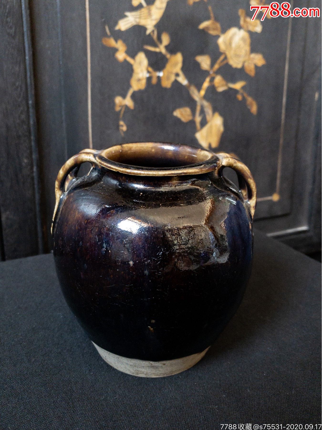 明代磁州窑黑釉四系罐