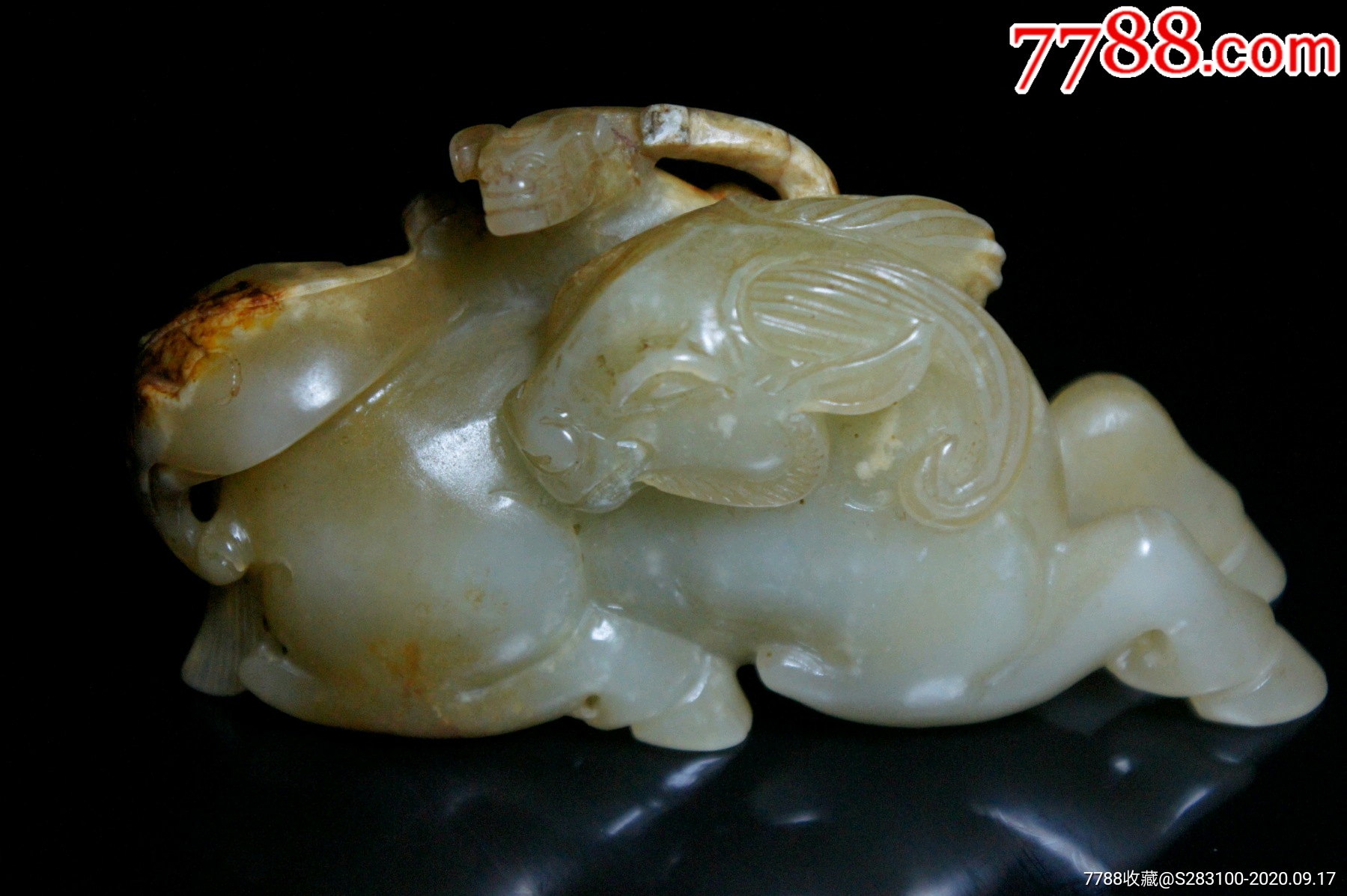 和田玉伏龙兽摆件