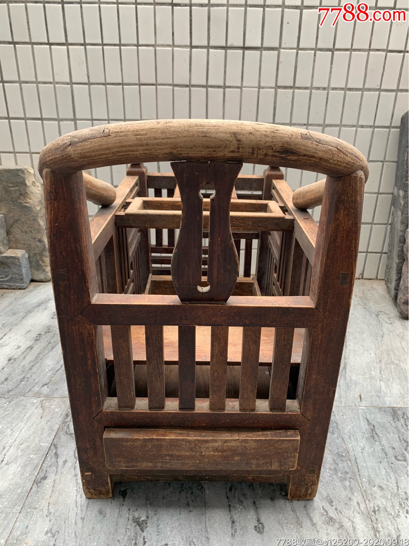 古董古玩收藏杂项清代榉木木椅椅子坐车小孩学步车家具木器