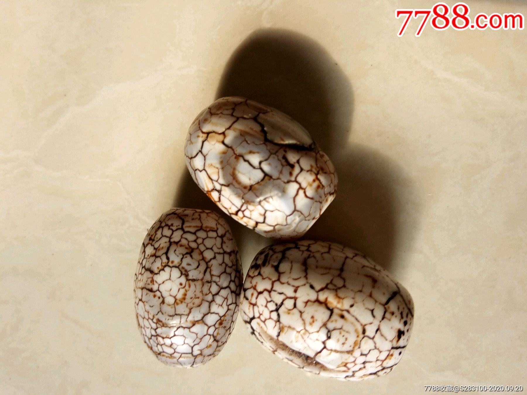旧藏蛇皮纹三眼老天珠-玛瑙-7788商城__七七八八商品交易平台(7788.