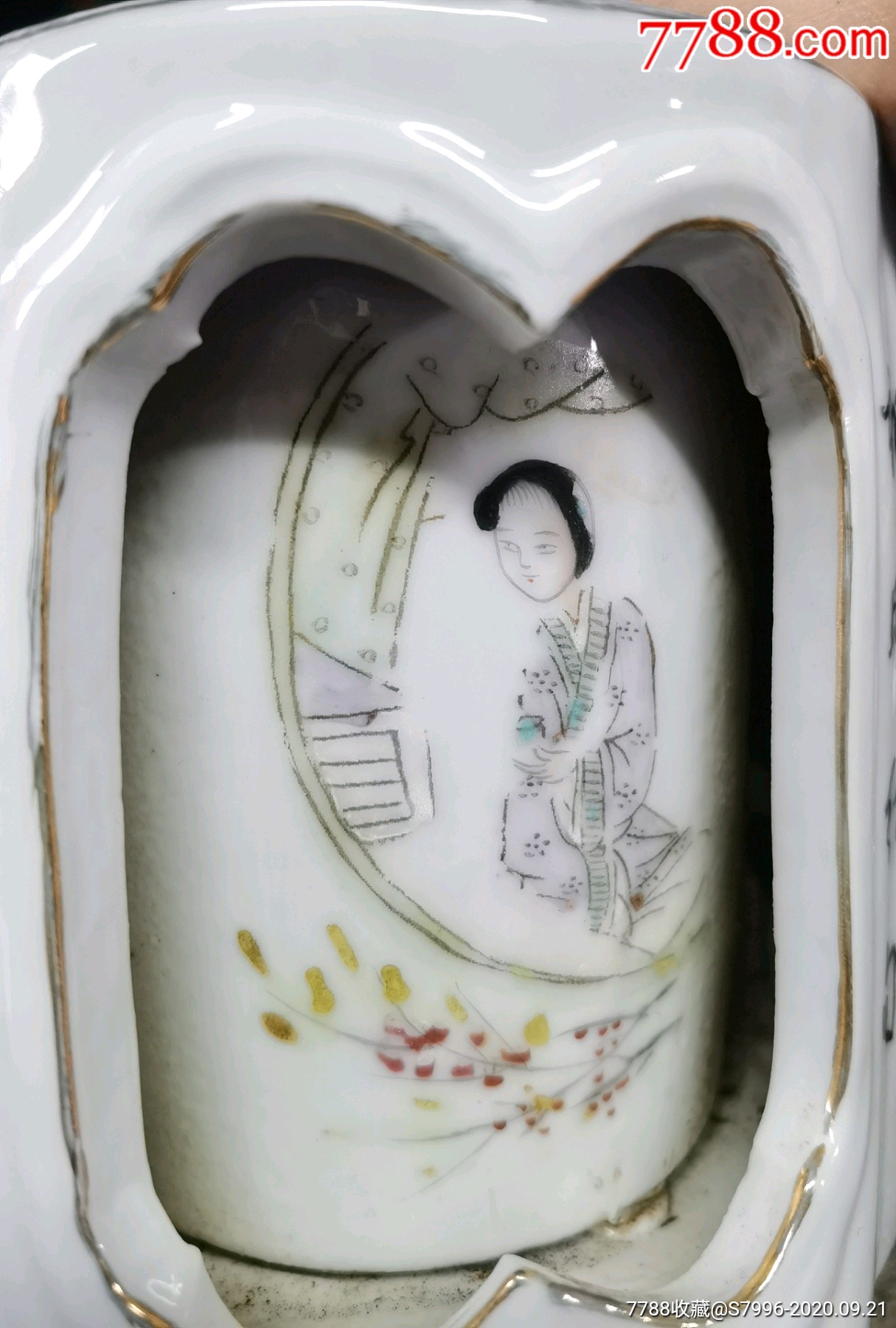 清末民初瓷绘名家唐子桢双层缕空粉彩人面桃花美人壶-价格:2000.