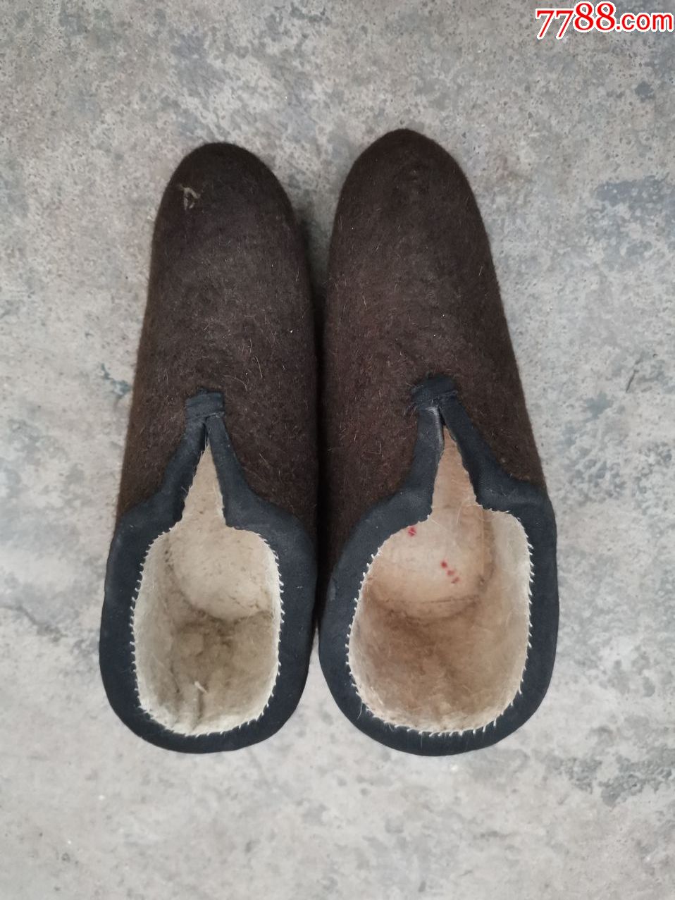 民国小脚毡鞋,手工皮纳底,长21公分,品相好