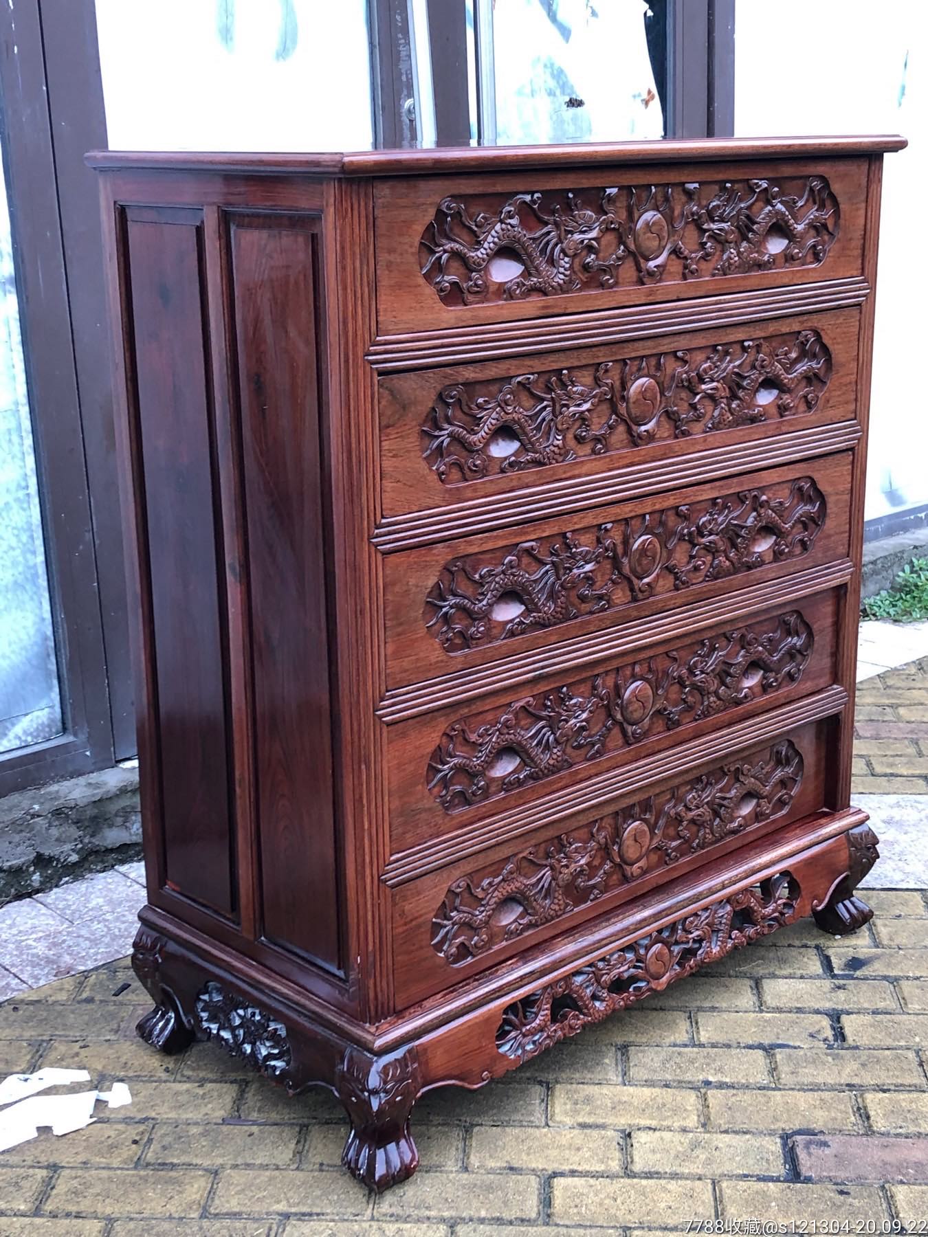 老红木大红酸枝五斗柜老家具八十年代