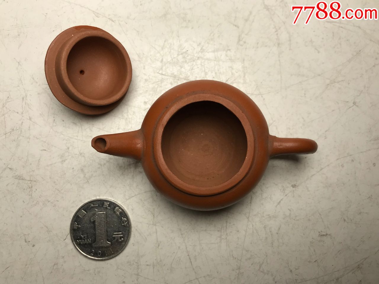 七八十年代荆溪惠孟臣制微型水平紫砂茶壶_紫砂壶_丁一晚清民国瓷