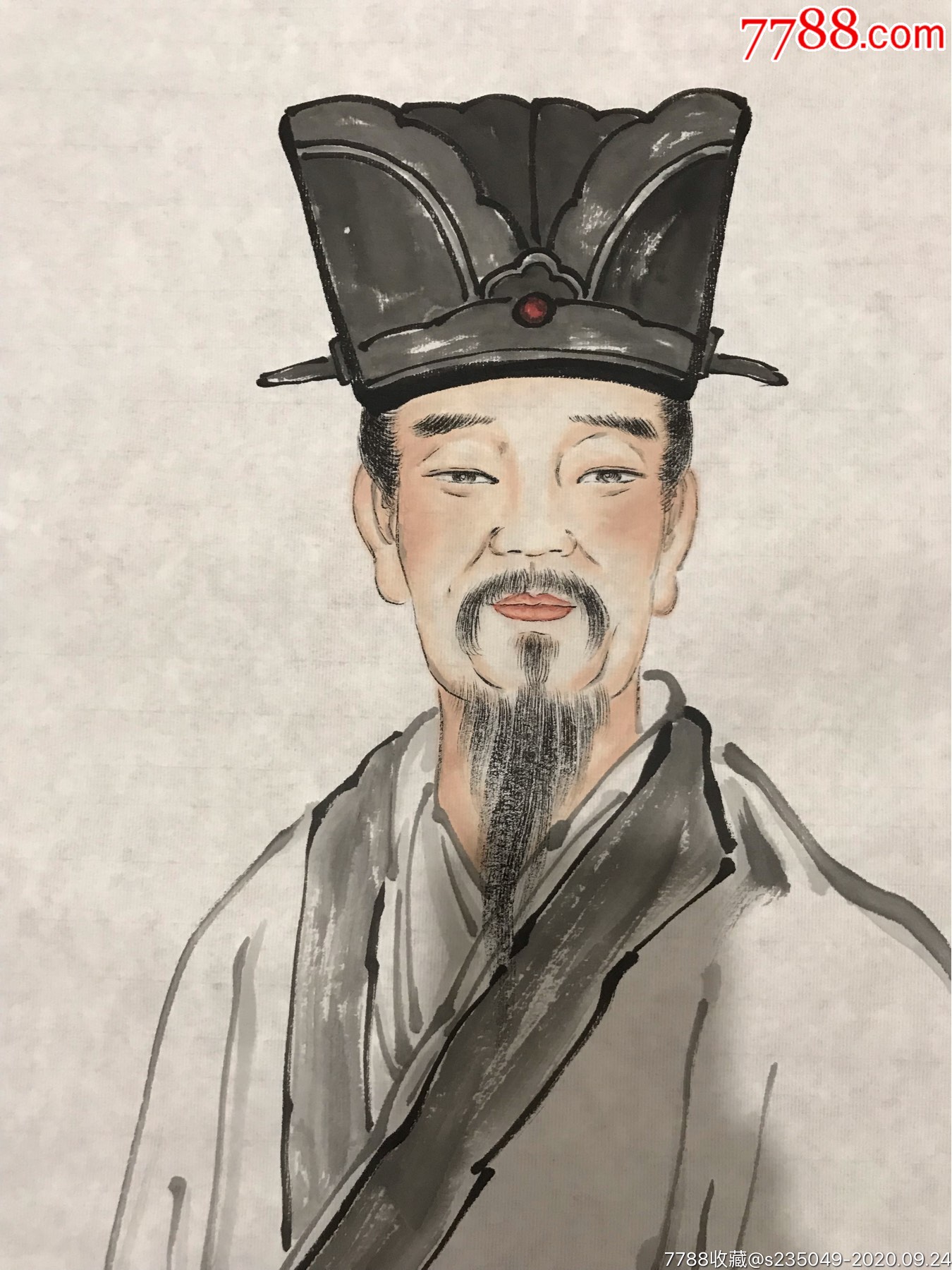 纯手绘国画人物画(诸葛亮)