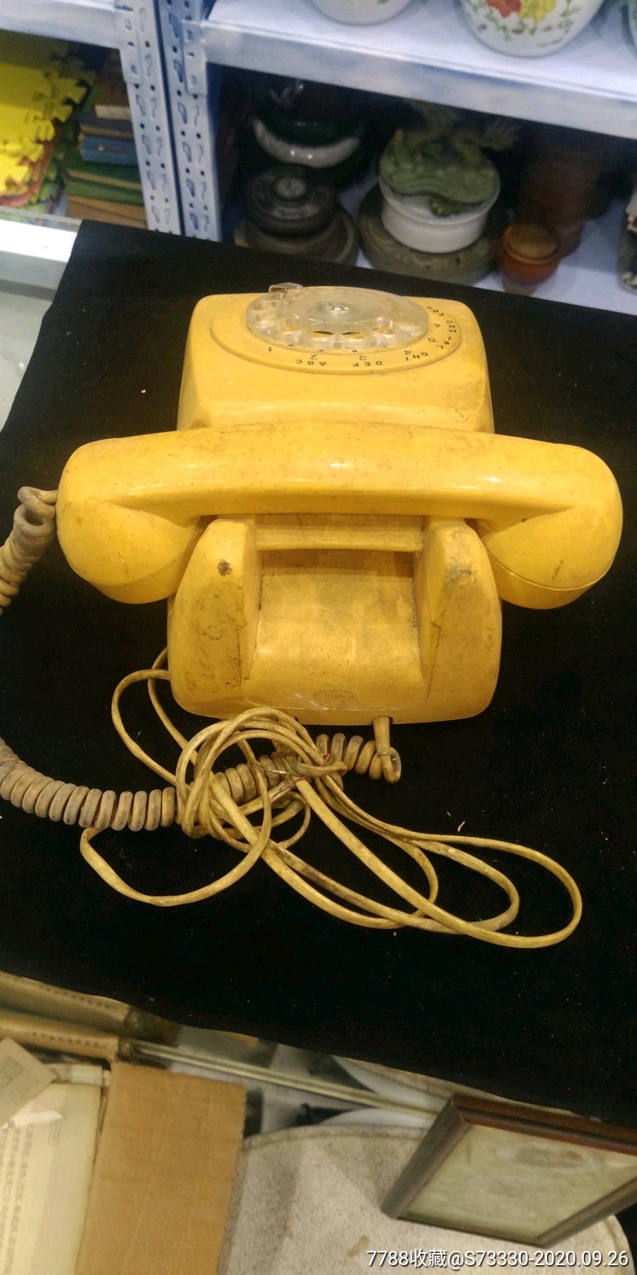 70-80年代,老式拨盘电话机,黄色