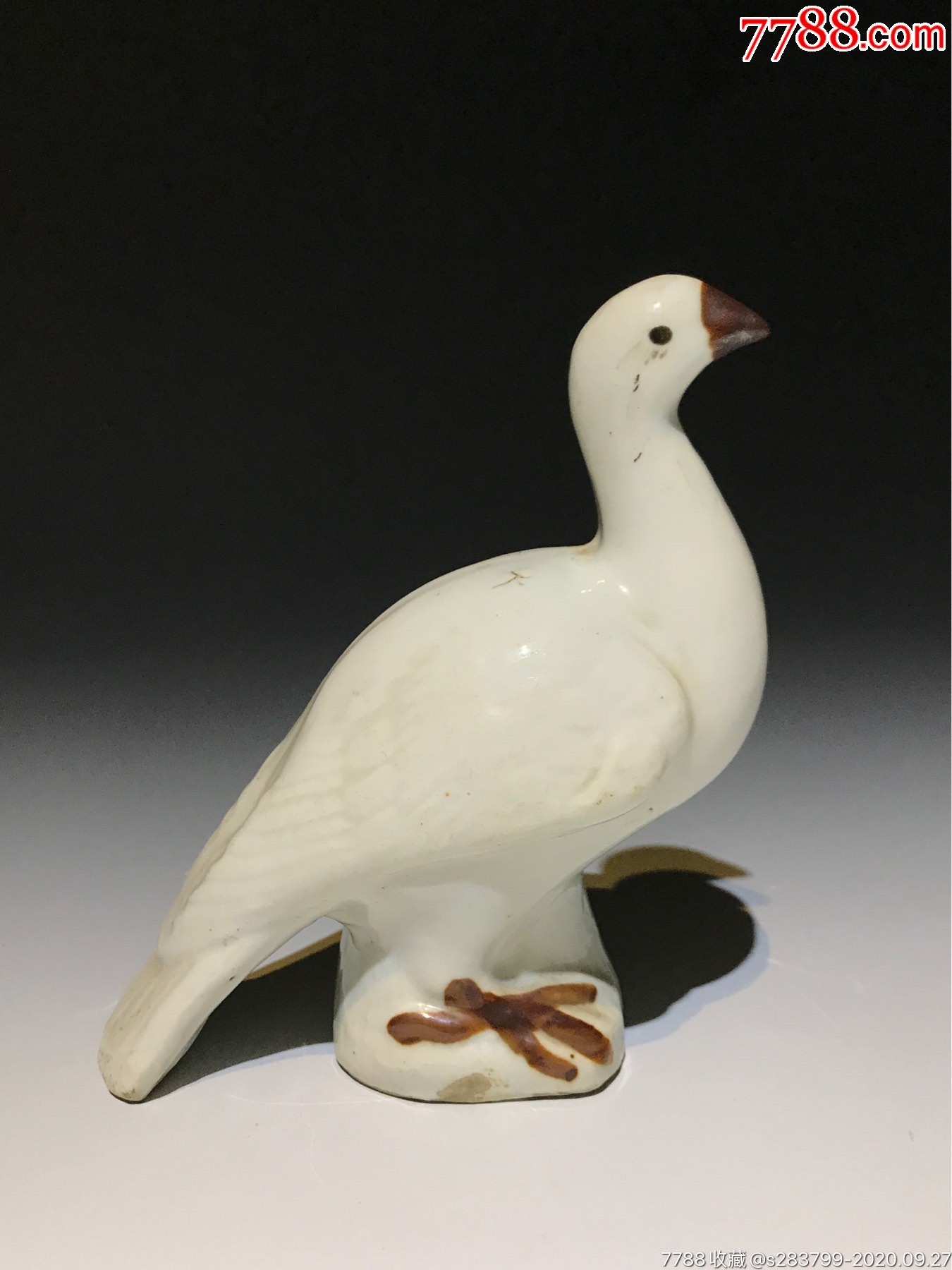 民国醴陵瓷白釉鸽子摆件包老包真老瓷器古瓷器