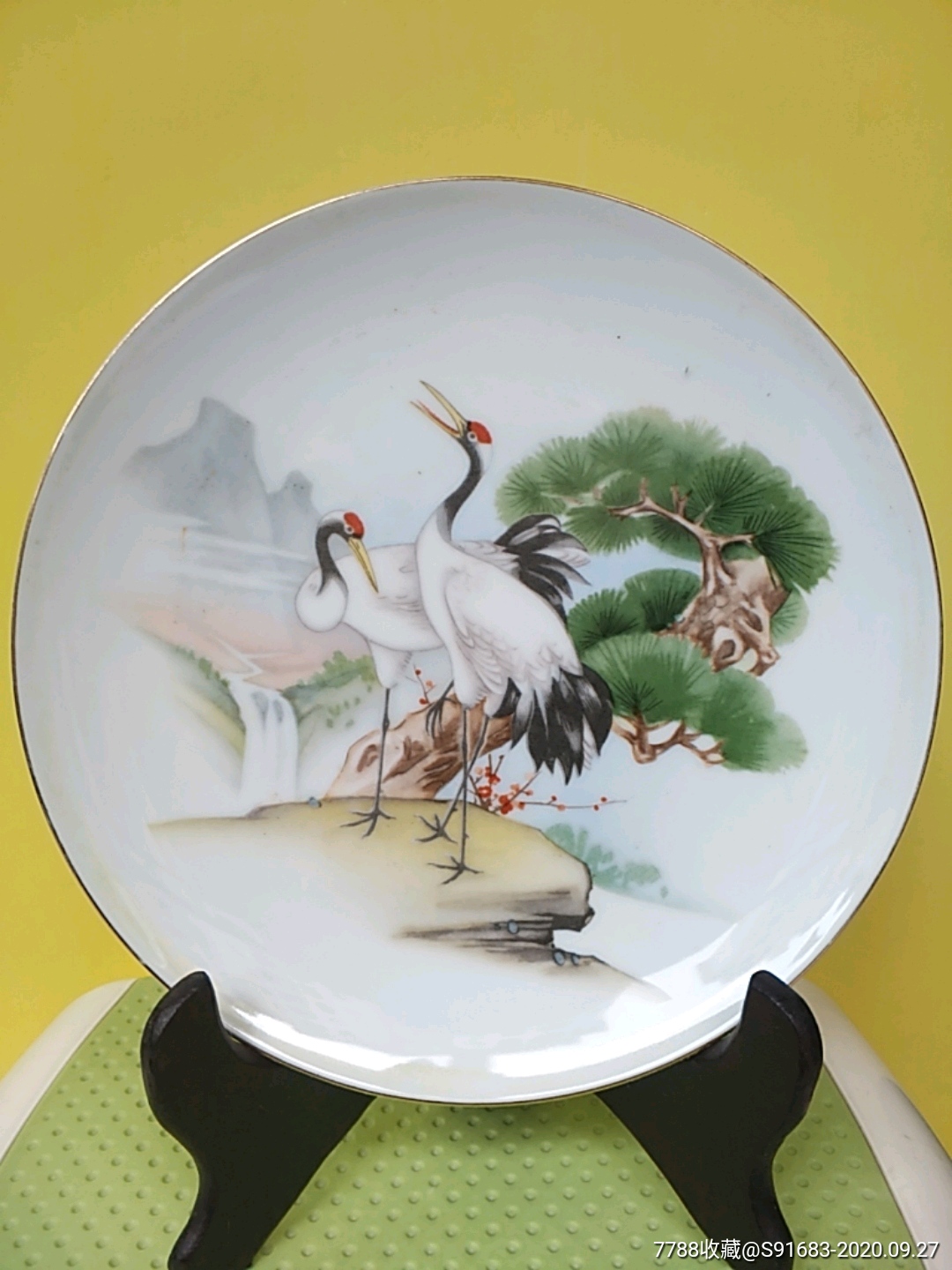 老景德镇松鹤延年瓷碟