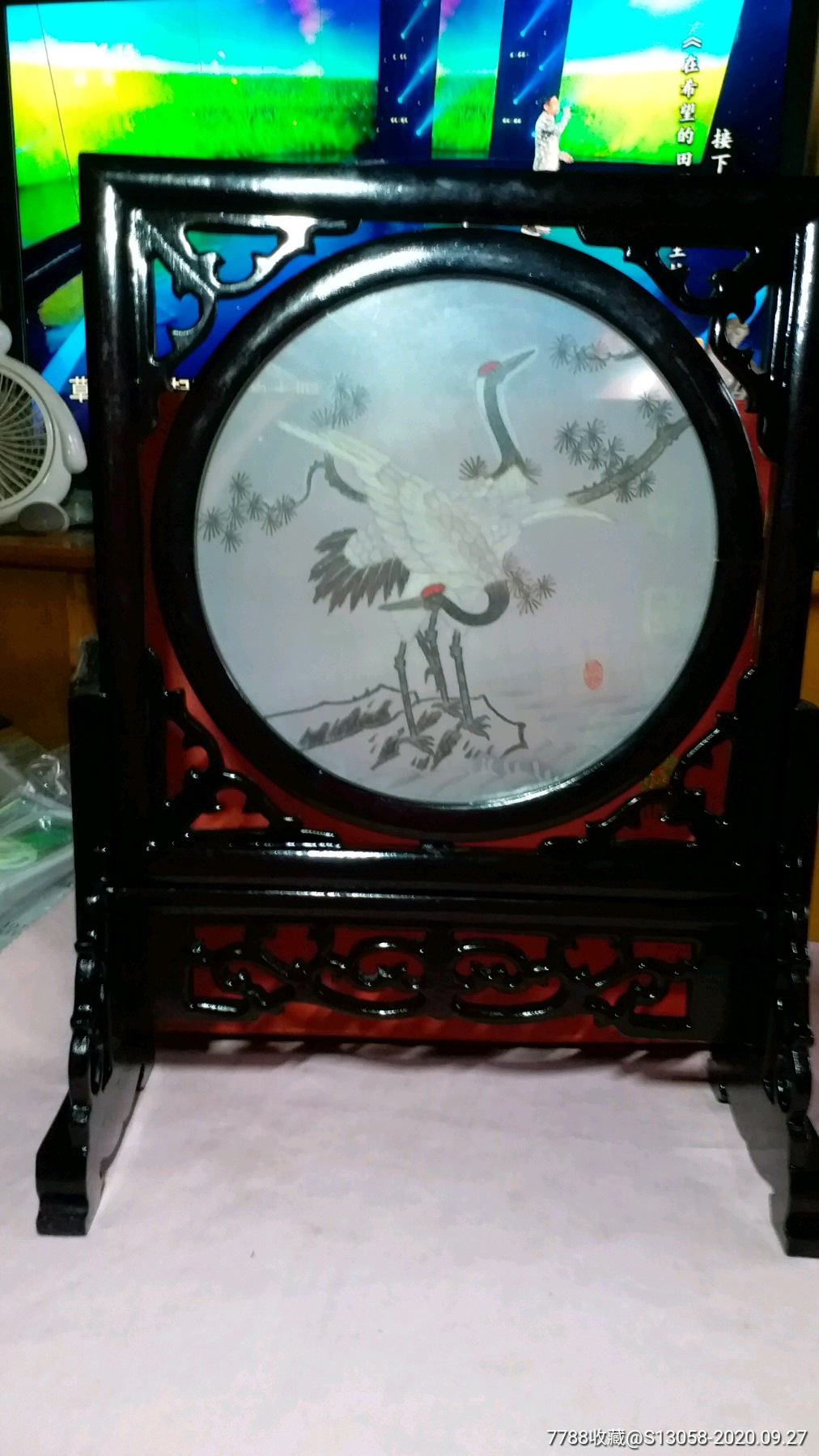 全新原盒中国发绣-双鹤图