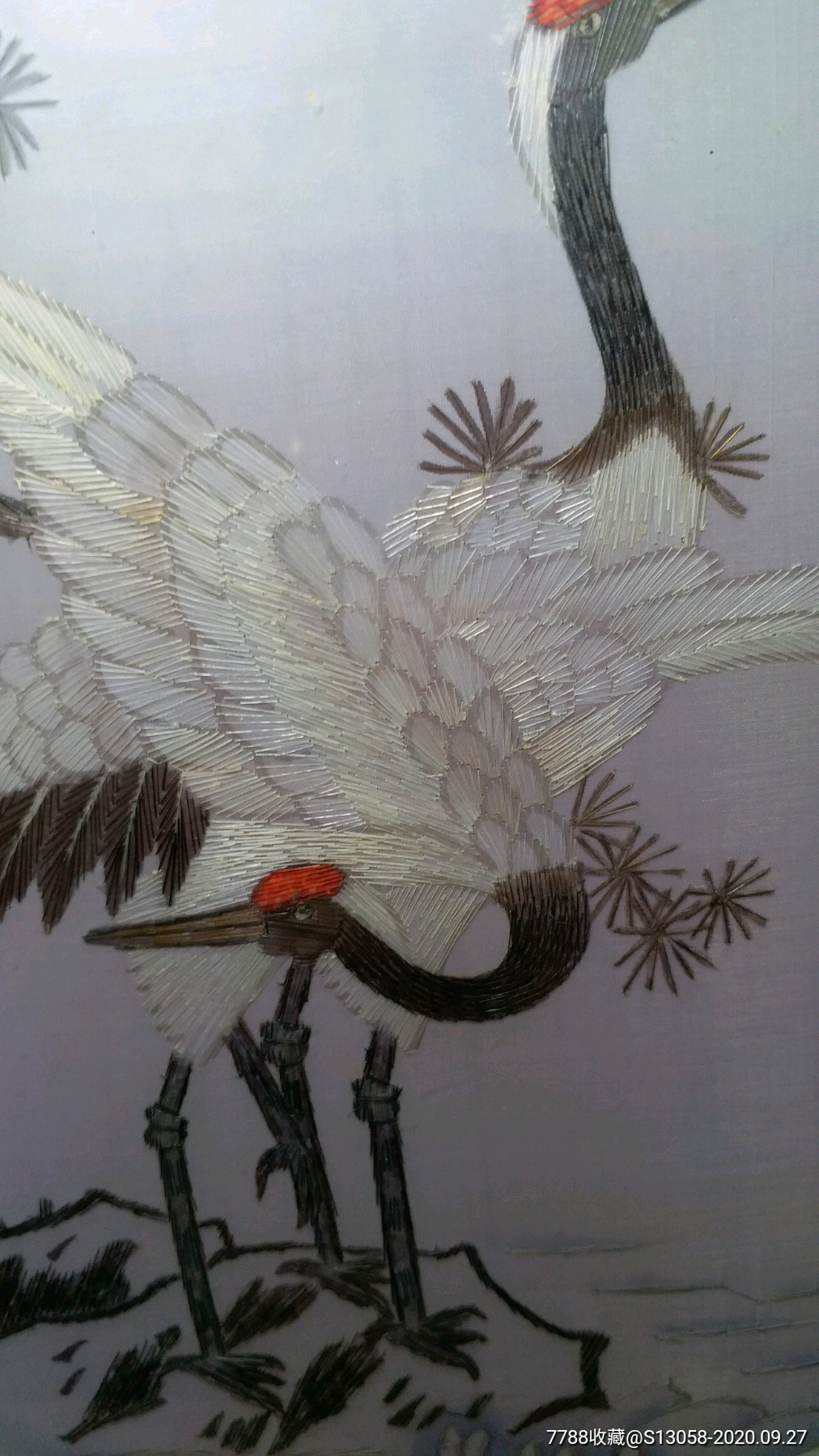 全新原盒中国发绣-双鹤图