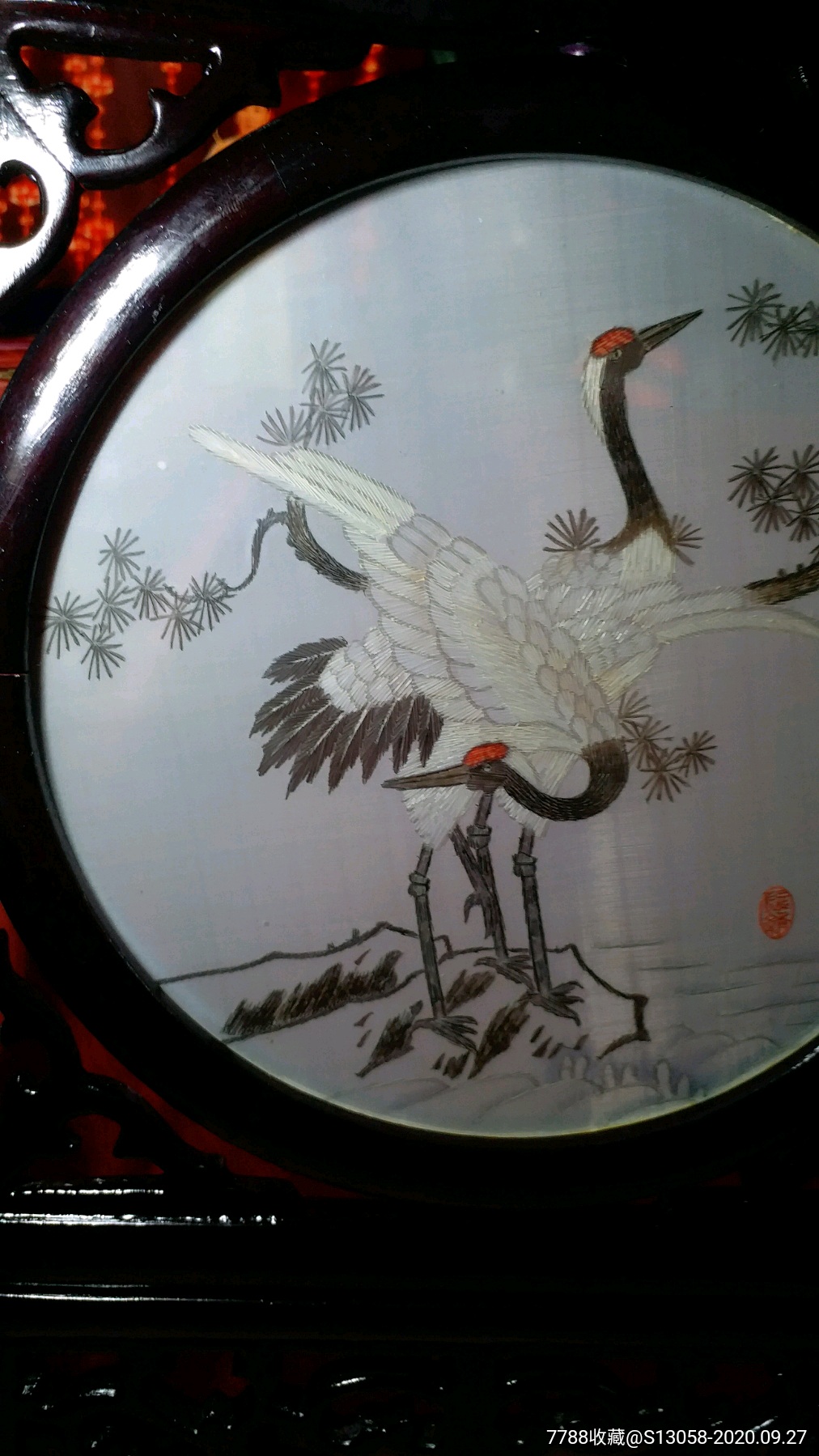 全新原盒中国发绣-双鹤图