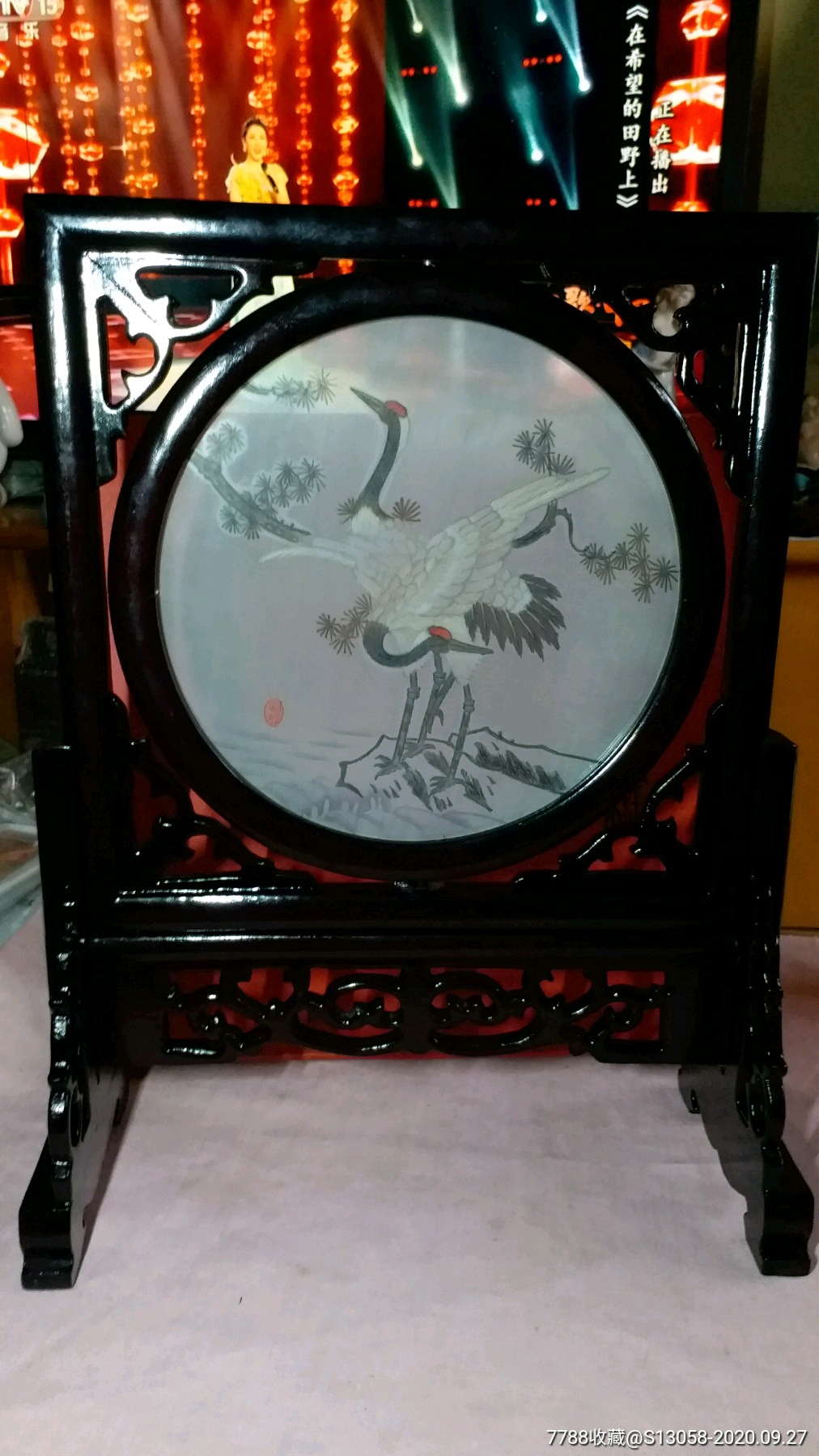 全新原盒中国发绣-双鹤图