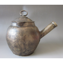 老铜器手工锤打刻款手柄铜罐老茶罐--钿公立款