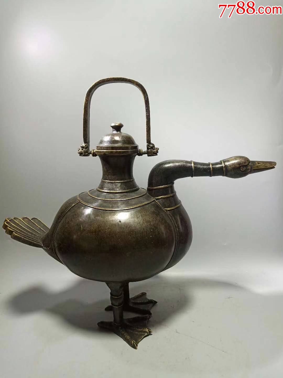 【銅製〕時代　銅壺　２８５　茶道具　 美品 　古美術 安清時代 康熙御製底款 琺瑯彩描金龍紋茶壺 宜興紫砂 常滑