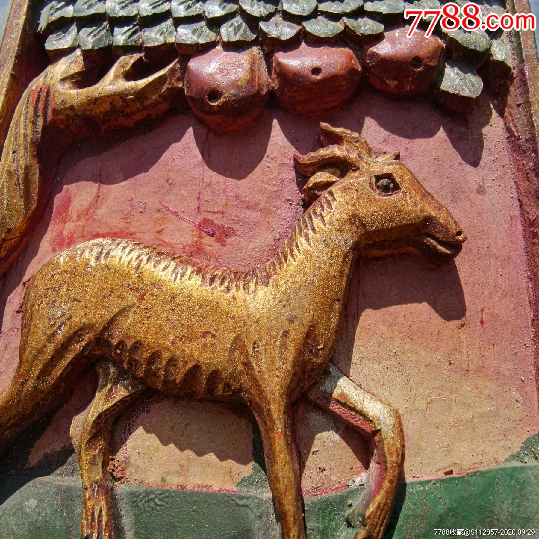 動物雕花板羊兔包郵,木雕花板,其他木質,五十年代(20世紀),動物,浮雕