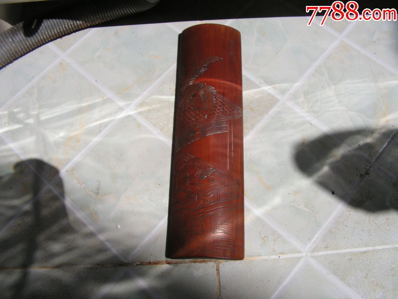 民国竹刻大师盛丙云芭蕉高士竹臂搁