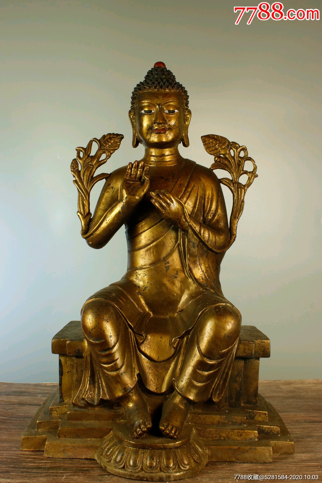 铜鎏金手工打造一尊密宗弥勒佛-铜像/铜佛像-7788画册网