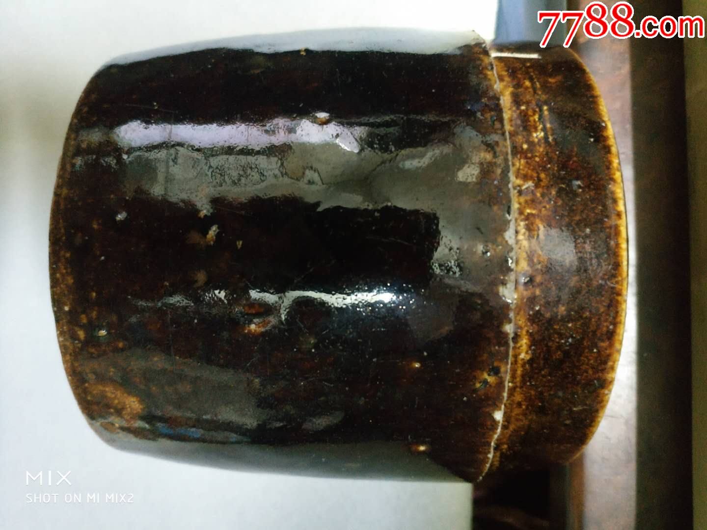 民国石湾窑紫金釉开平水口腐乳盖盒