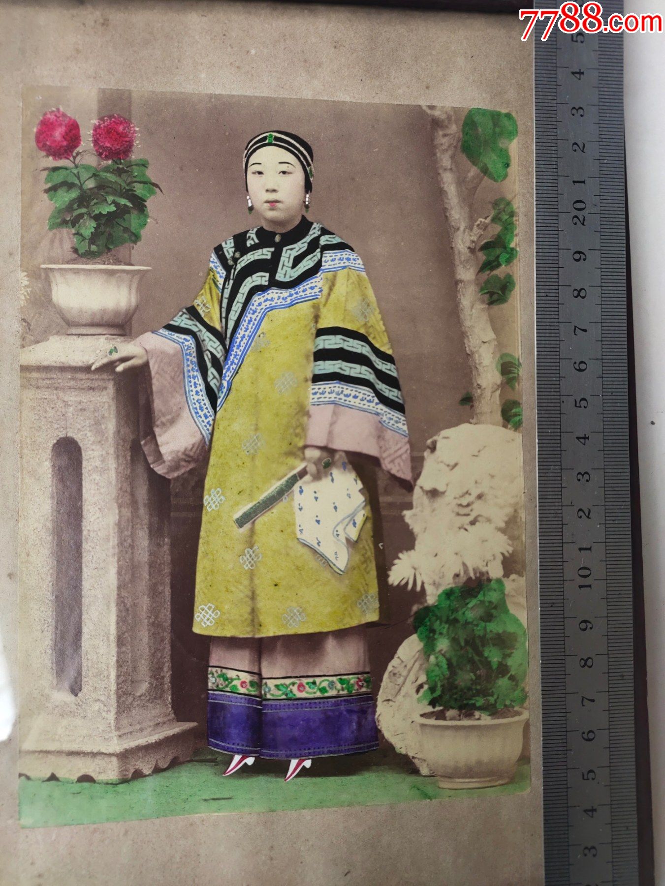 清代手工上色小脚美女照片尺寸大_老照片_第5张_7788瓷器