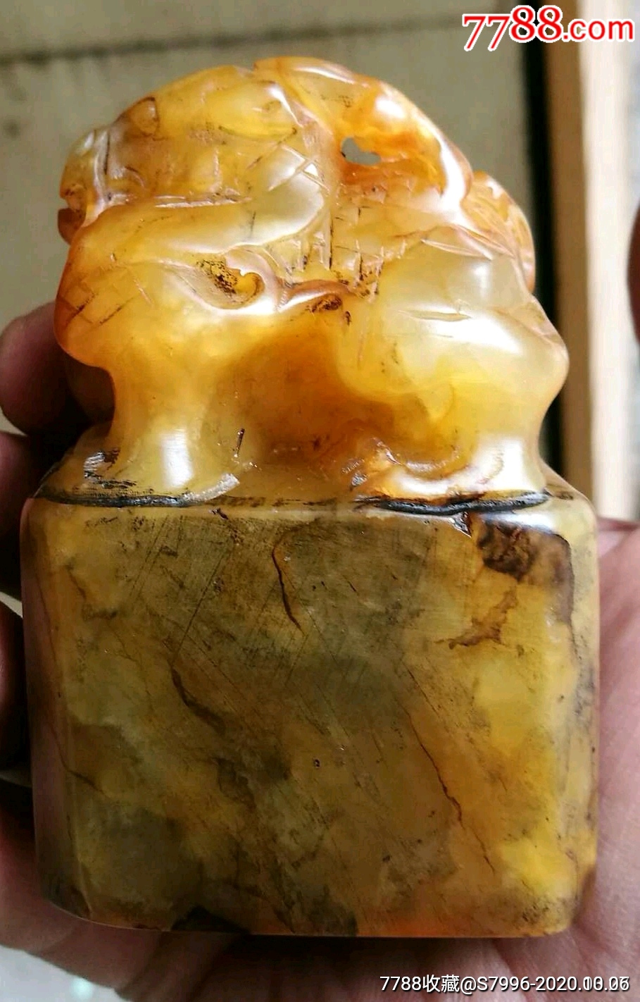 清代篆刻家张辛刻瑞兽纽寿山石老印章