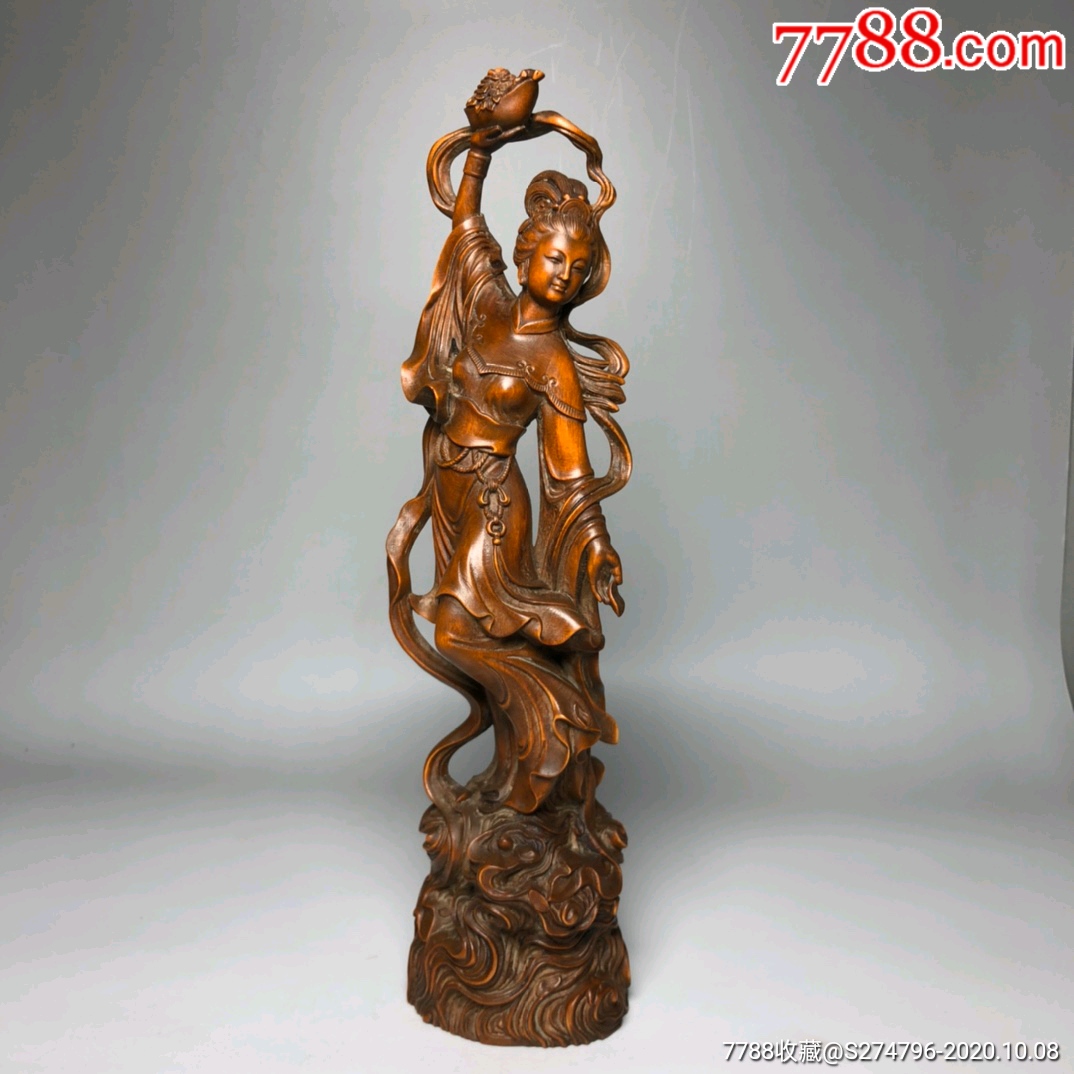 黄杨木雕刻【天女散花】