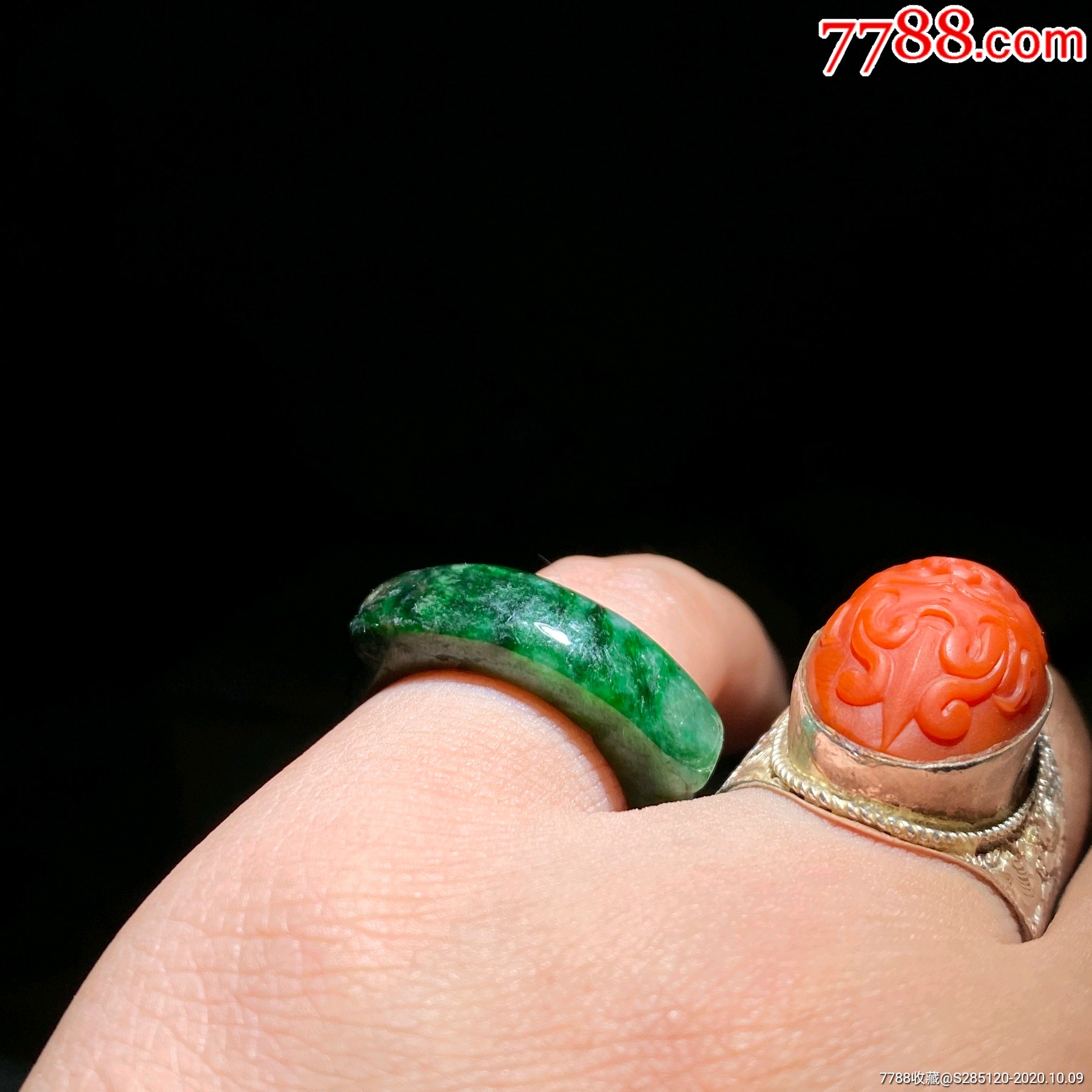 清代老翡翠马鞍戒