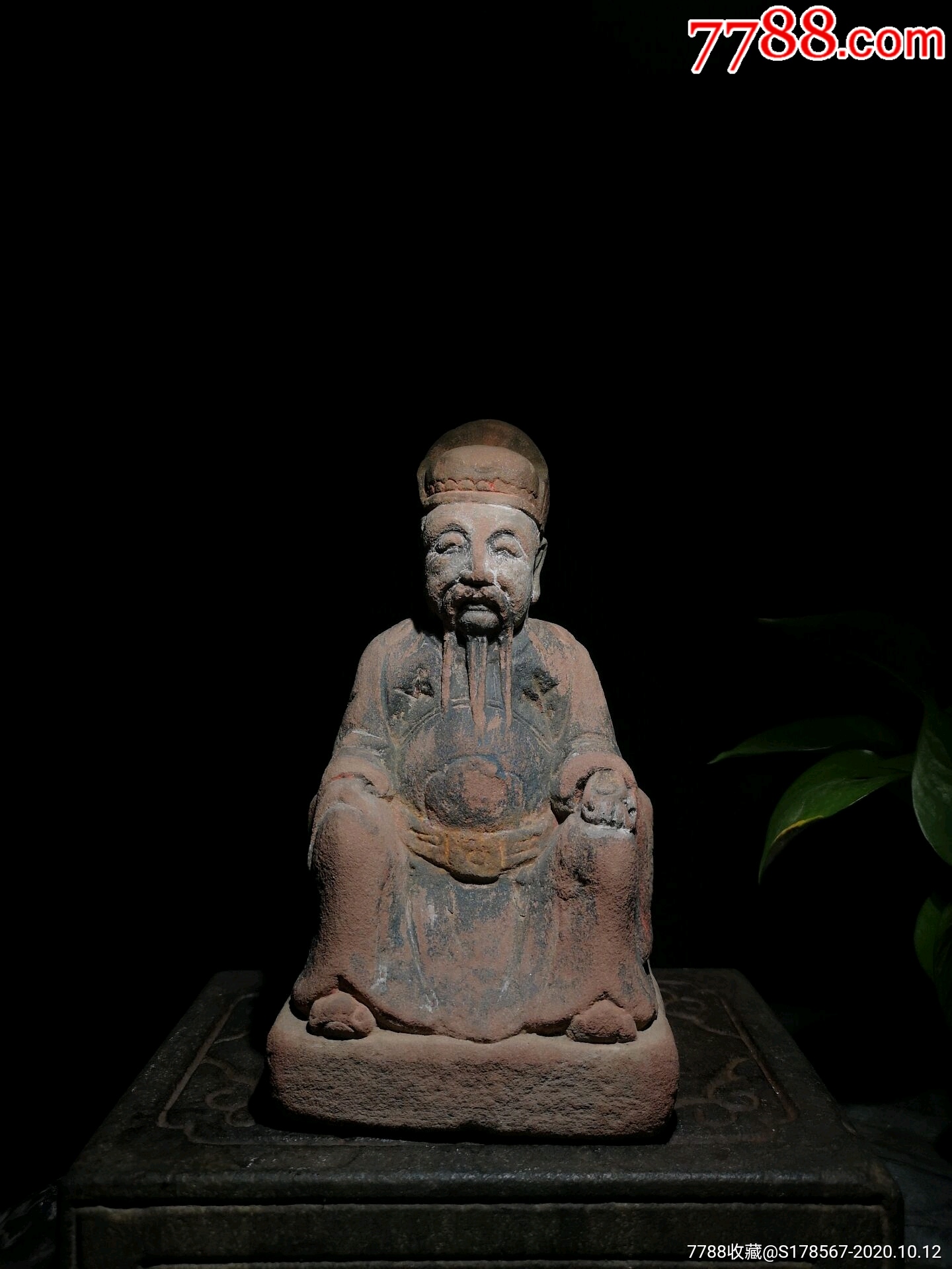 明代老石雕红砂岩石雕财神民俗手工艺老石器宗教道教物品收藏