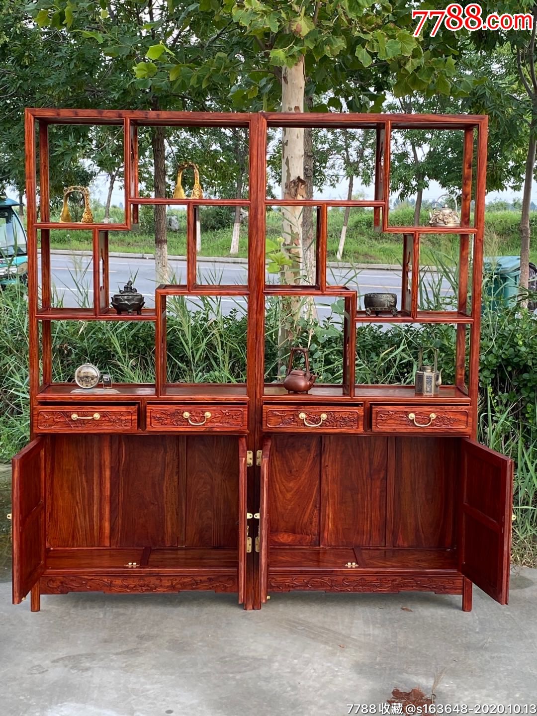 花梨木多宝阁-其他木艺家具-7788陶瓷