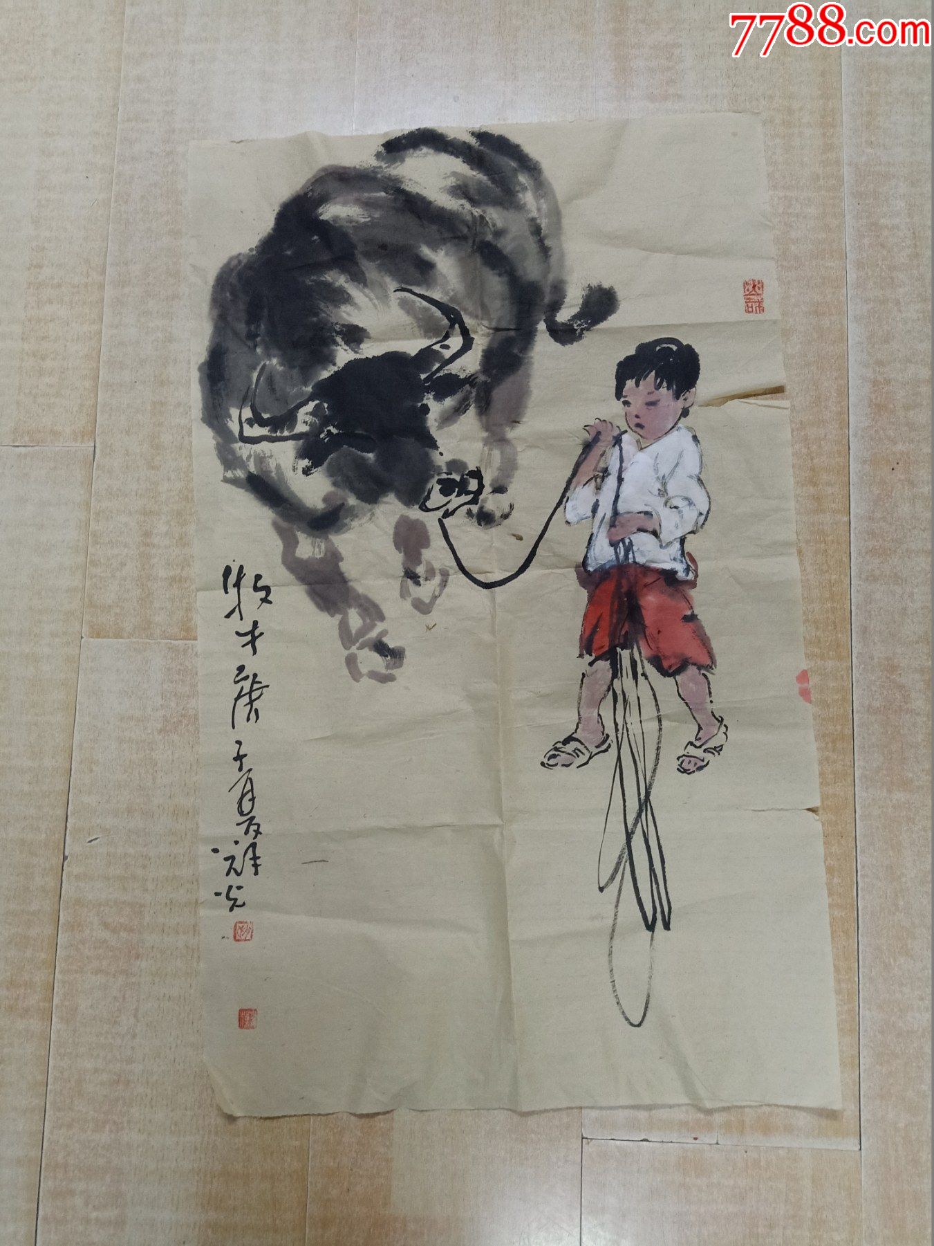 《牧牛》76*46作者:著名画家赵葆光先生,(师从国画大家罗尔存先生)