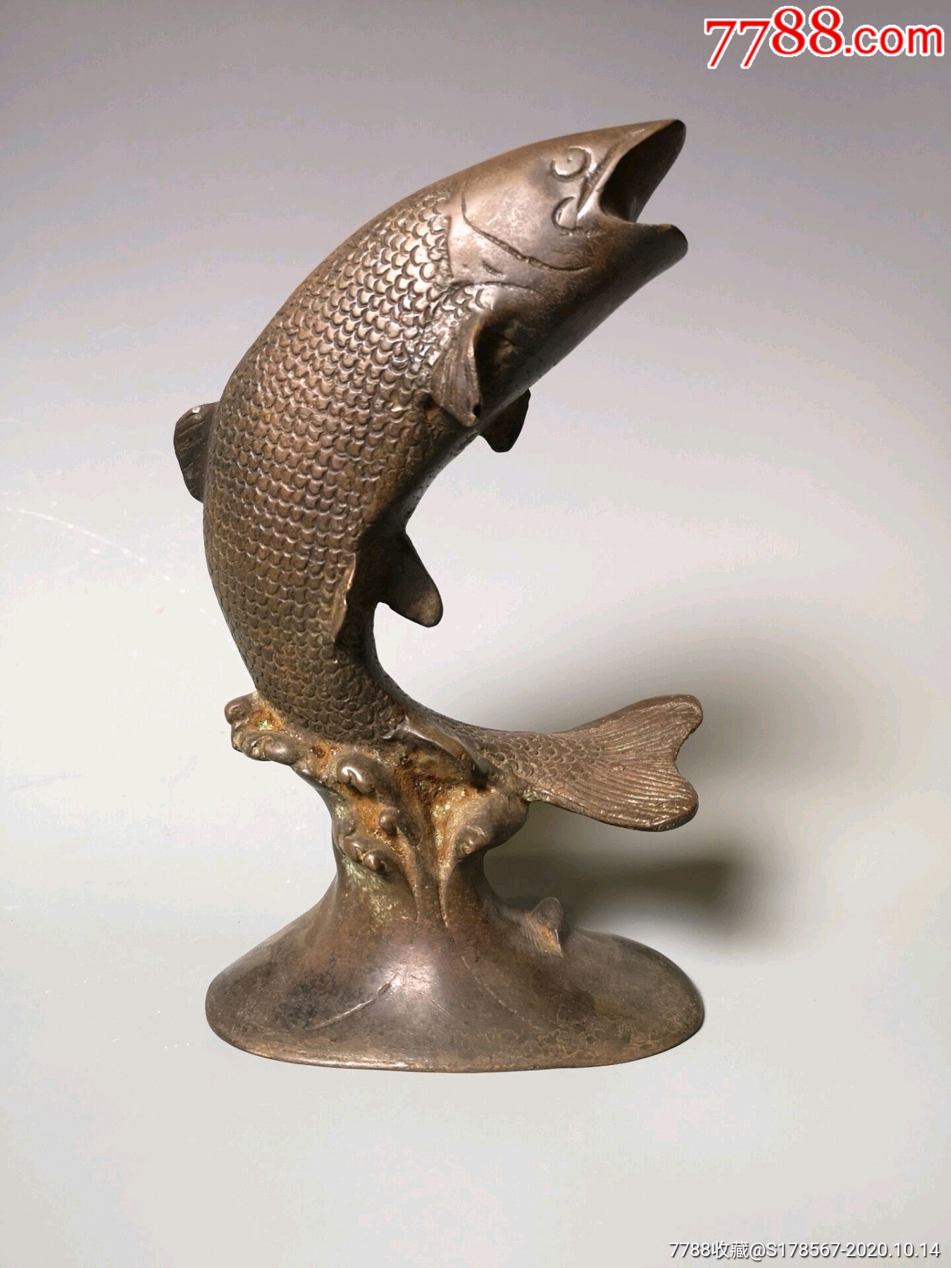 年年有鱼清代黄铜工艺品摆件古玩杂件老铜器老货老古董