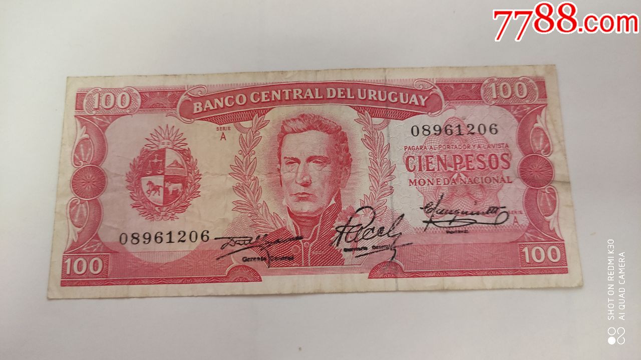 美洲纸币乌拉圭100比索品相如图介意慎拍