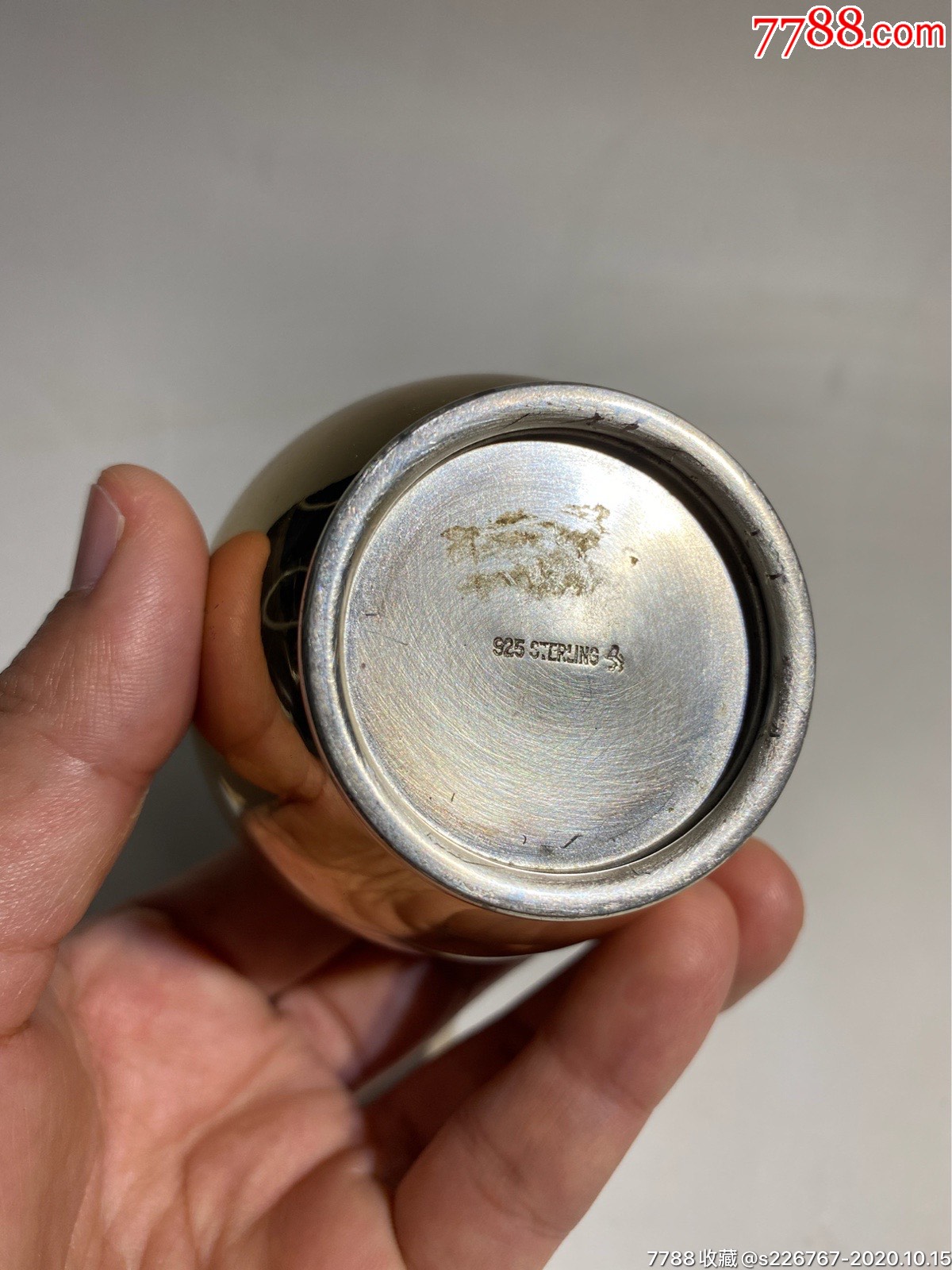 英国纯银鎏金小花瓶底部带苏格兰立狮925银标-其他银器-7788校徽收藏