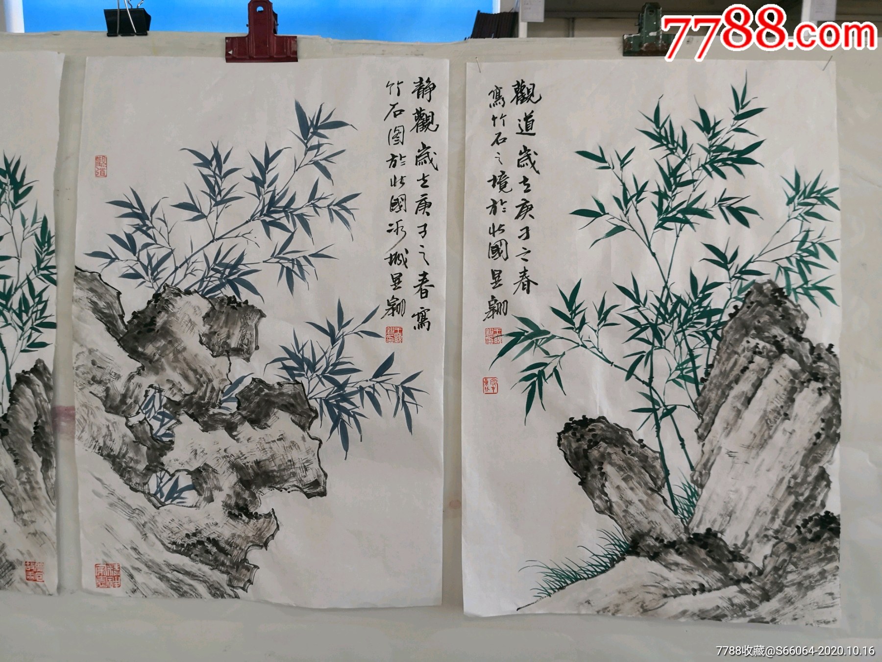 竹石四條屏_花鳥國畫原作_第2張_7788字畫網