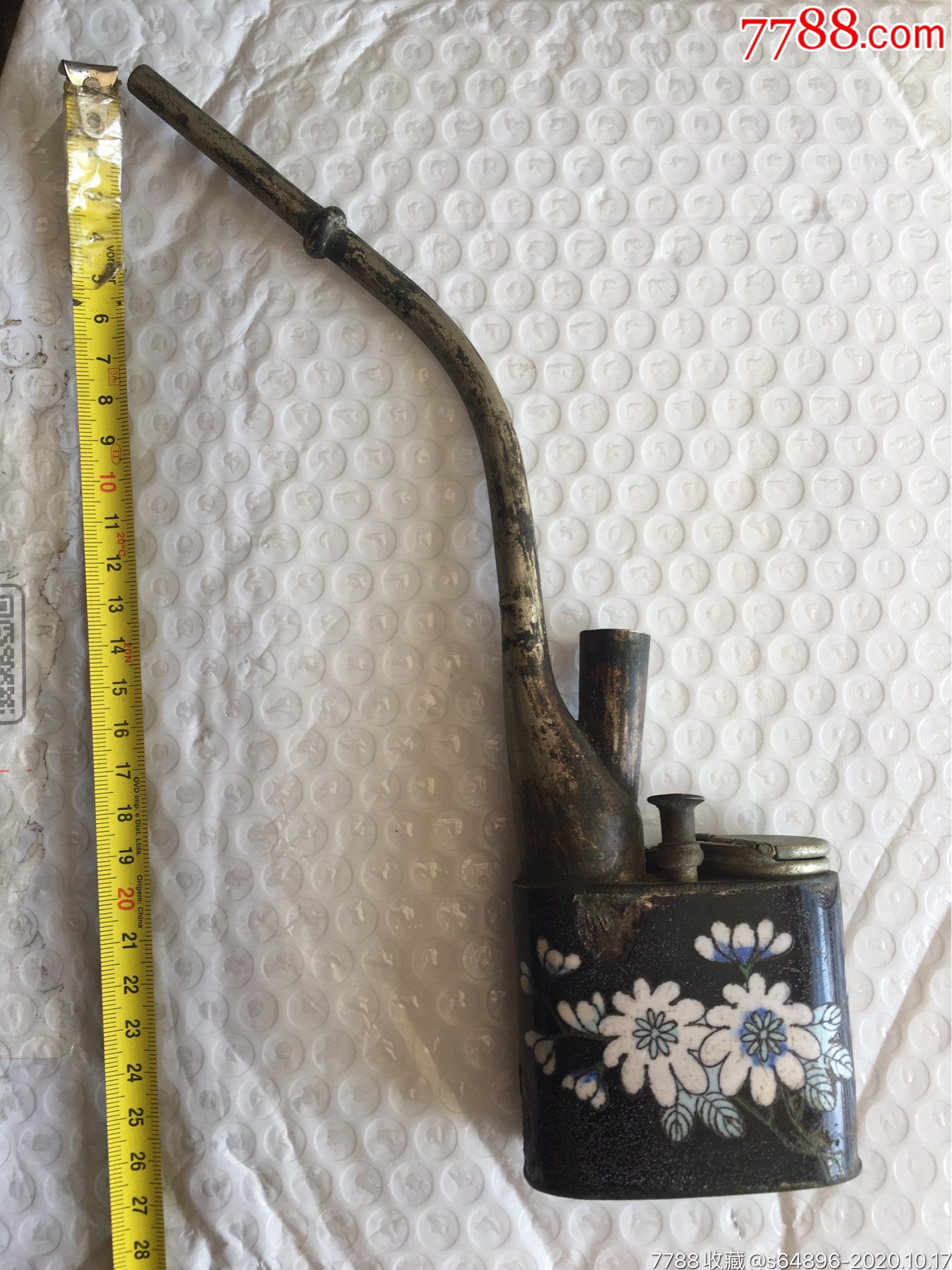 清代珐琅彩两面美工老水烟袋