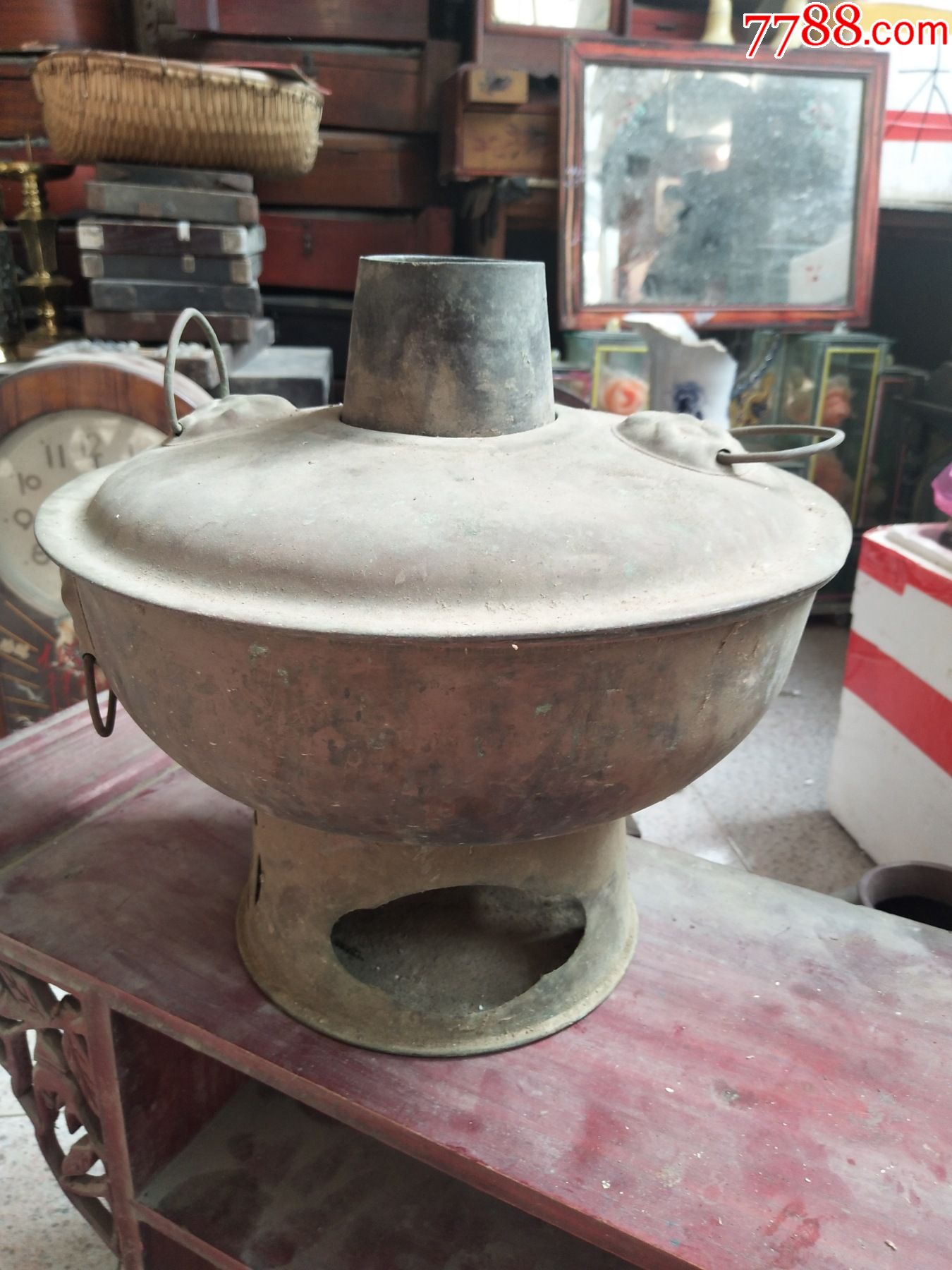古代古董民俗二手怀旧老款式物件黄铜火锅木炭火锅