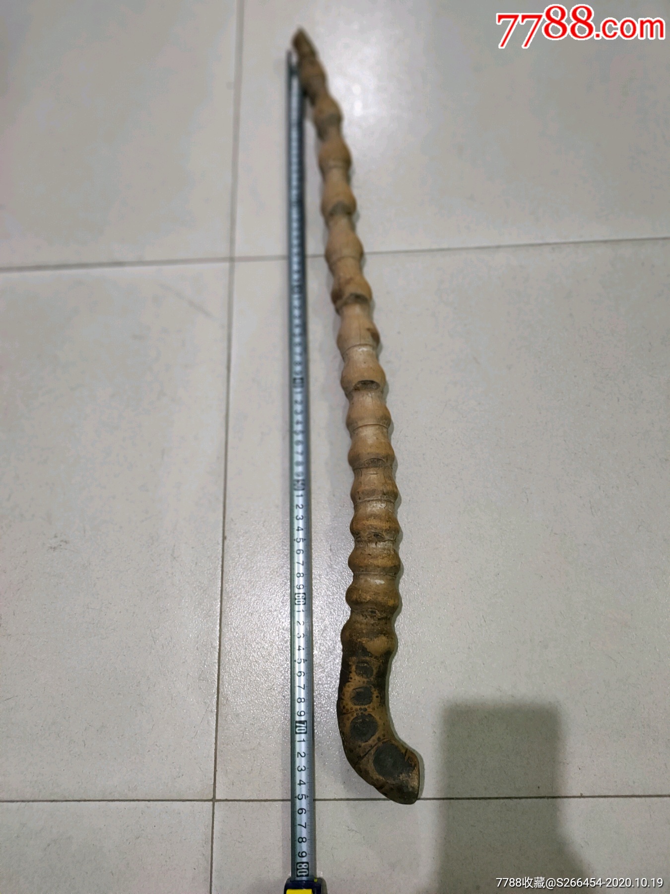 清代罗汉竹拐杖,手杖