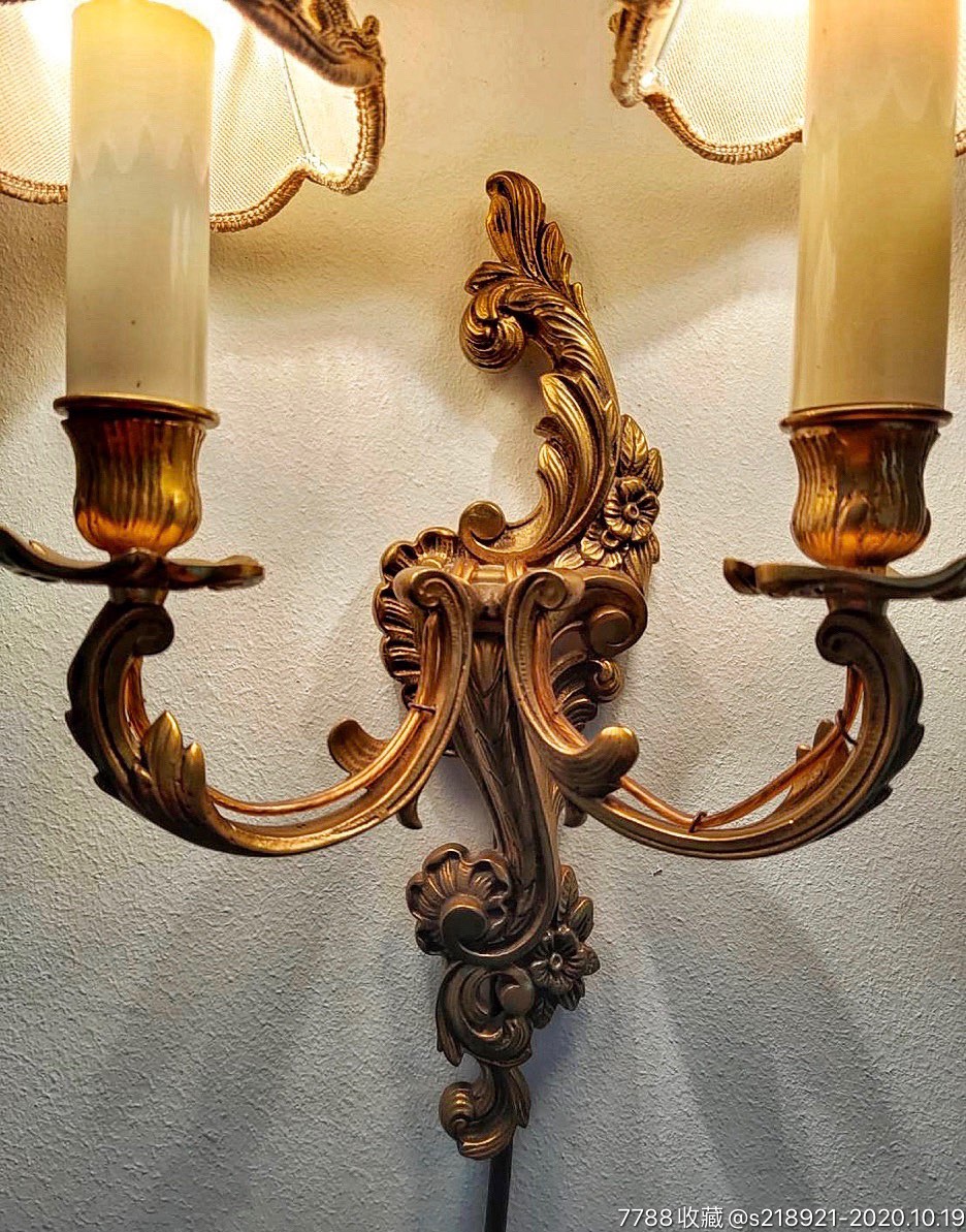 丹麦产古董双臂壁灯,vintage铜壁灯