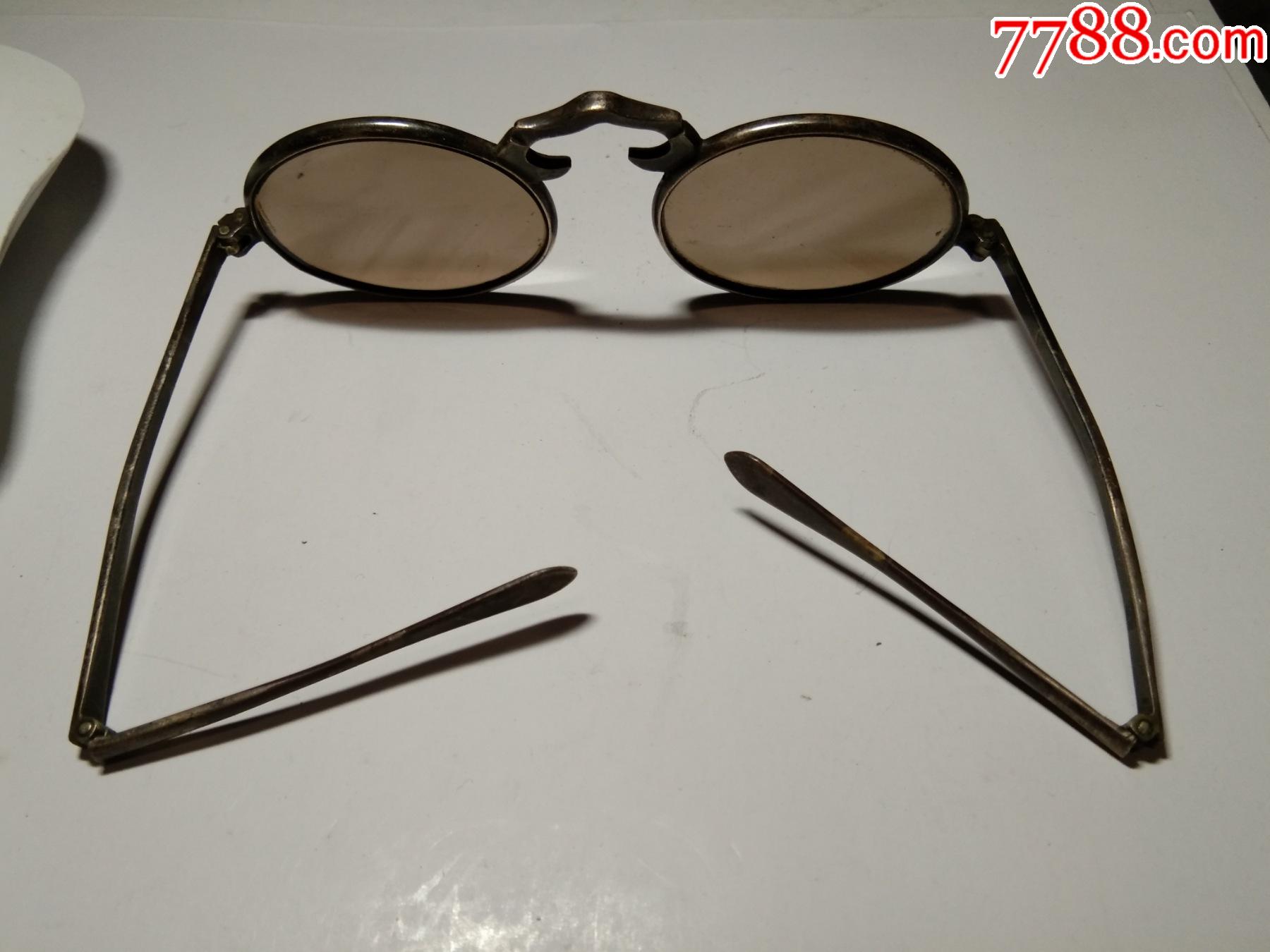 民国银框水晶眼镜品好